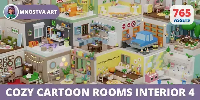 Cozy Cartoon Rooms Interior 4