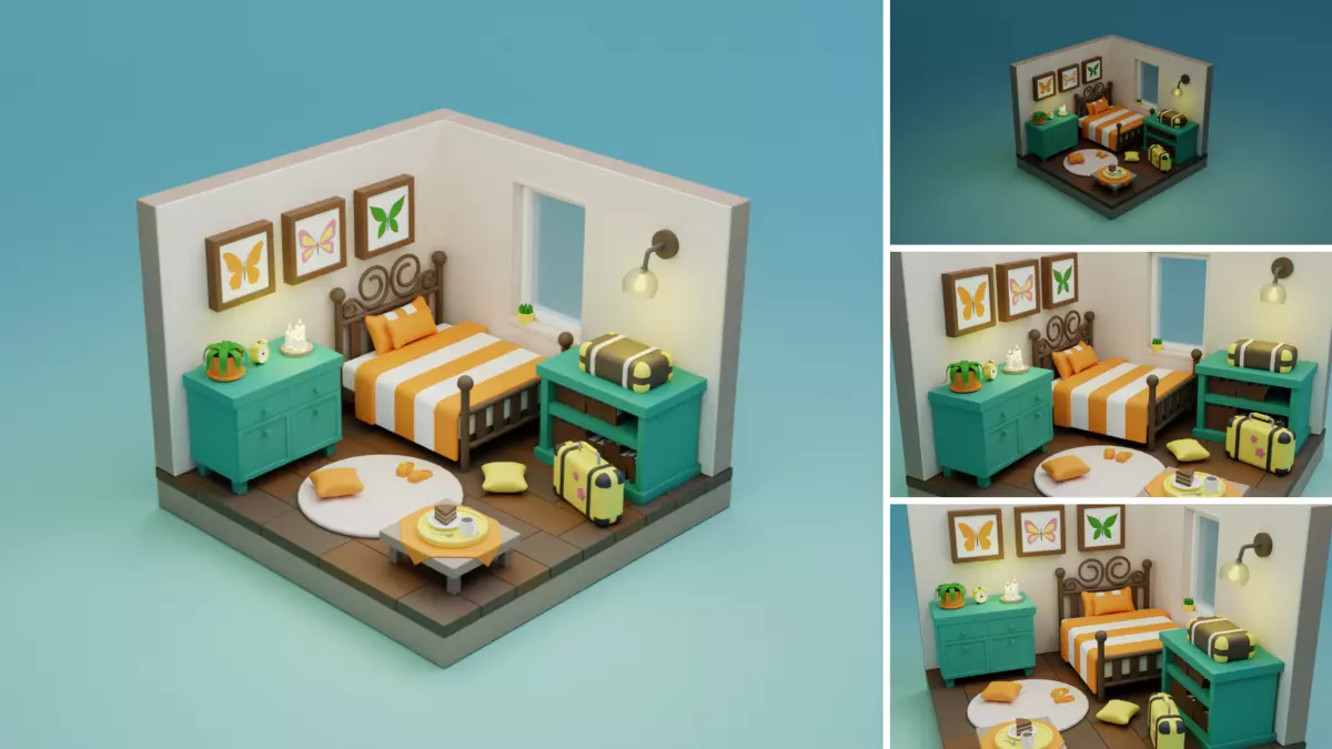 Cozy Cartoon Rooms Interior 4 Free 3D model_2