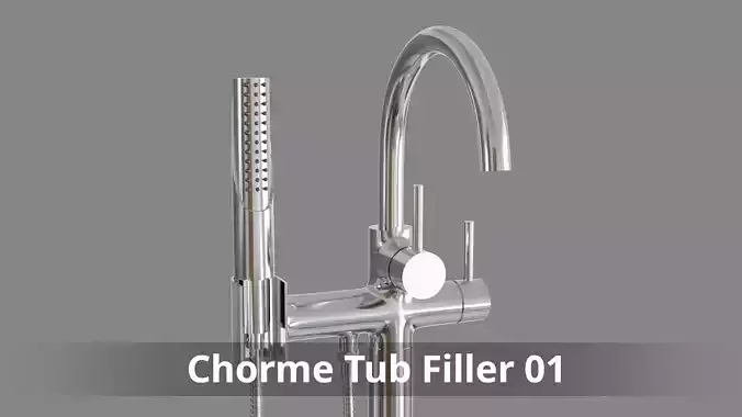 Chrome Freestanding tub Filler 01