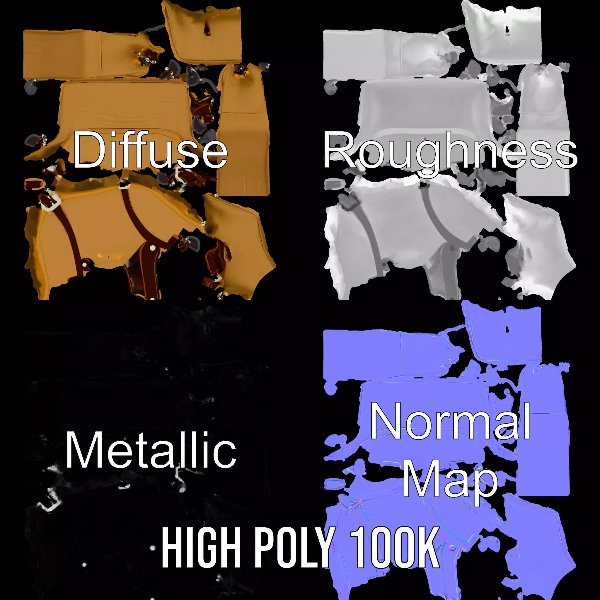 Vintage Tan Bag model pack Low-poly 3D model_3