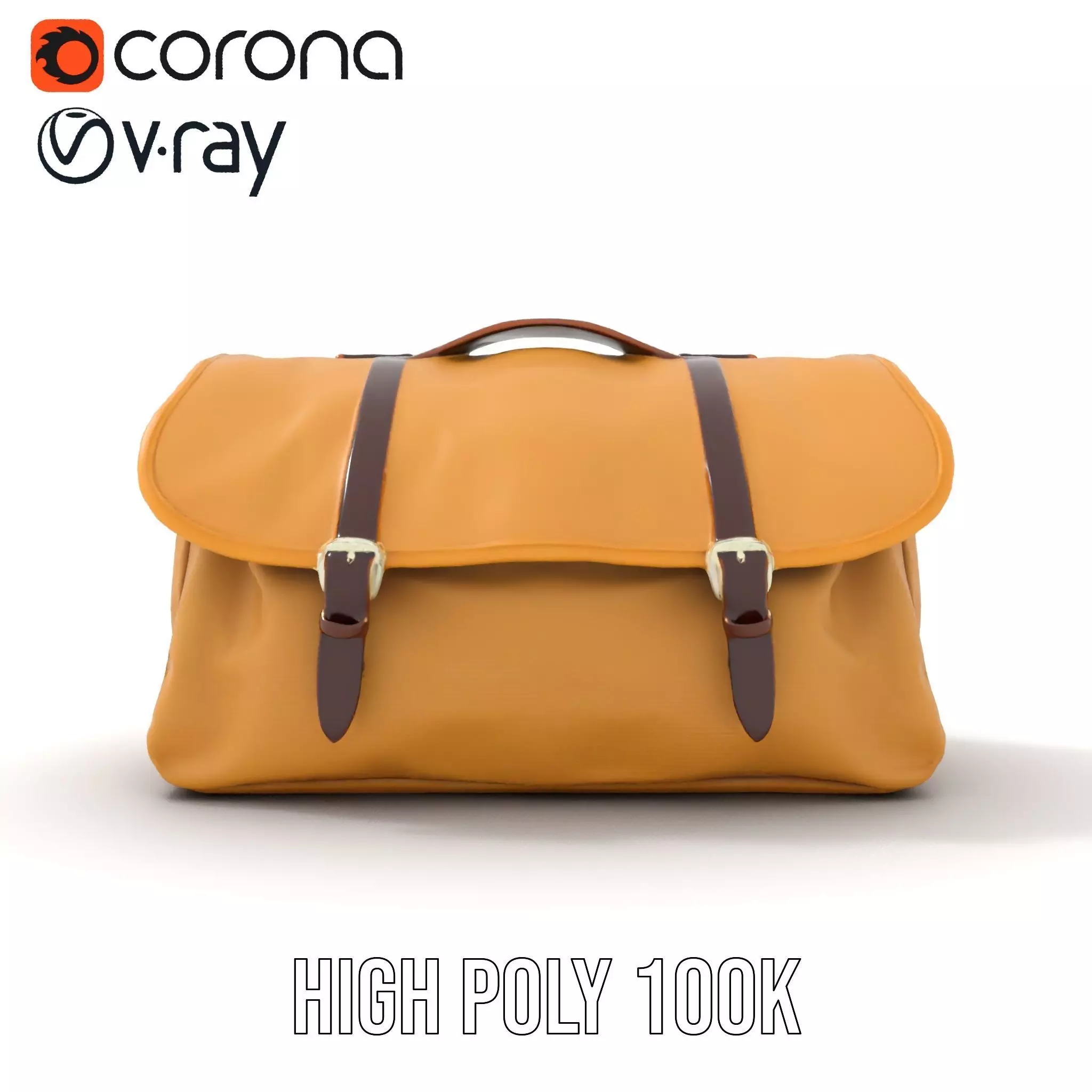 Vintage Tan Bag model pack Low-poly 3D model_25