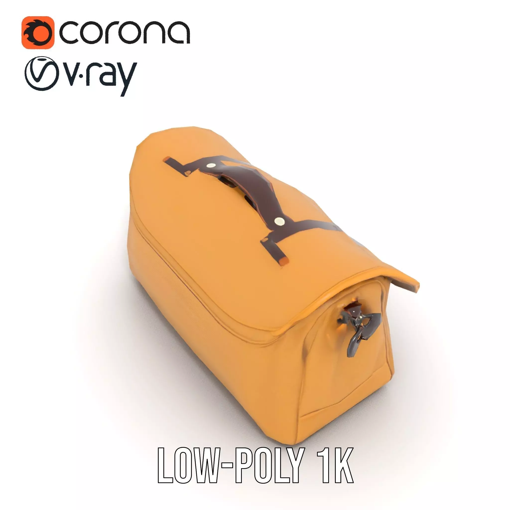 Vintage Tan Bag model pack Low-poly 3D model_9