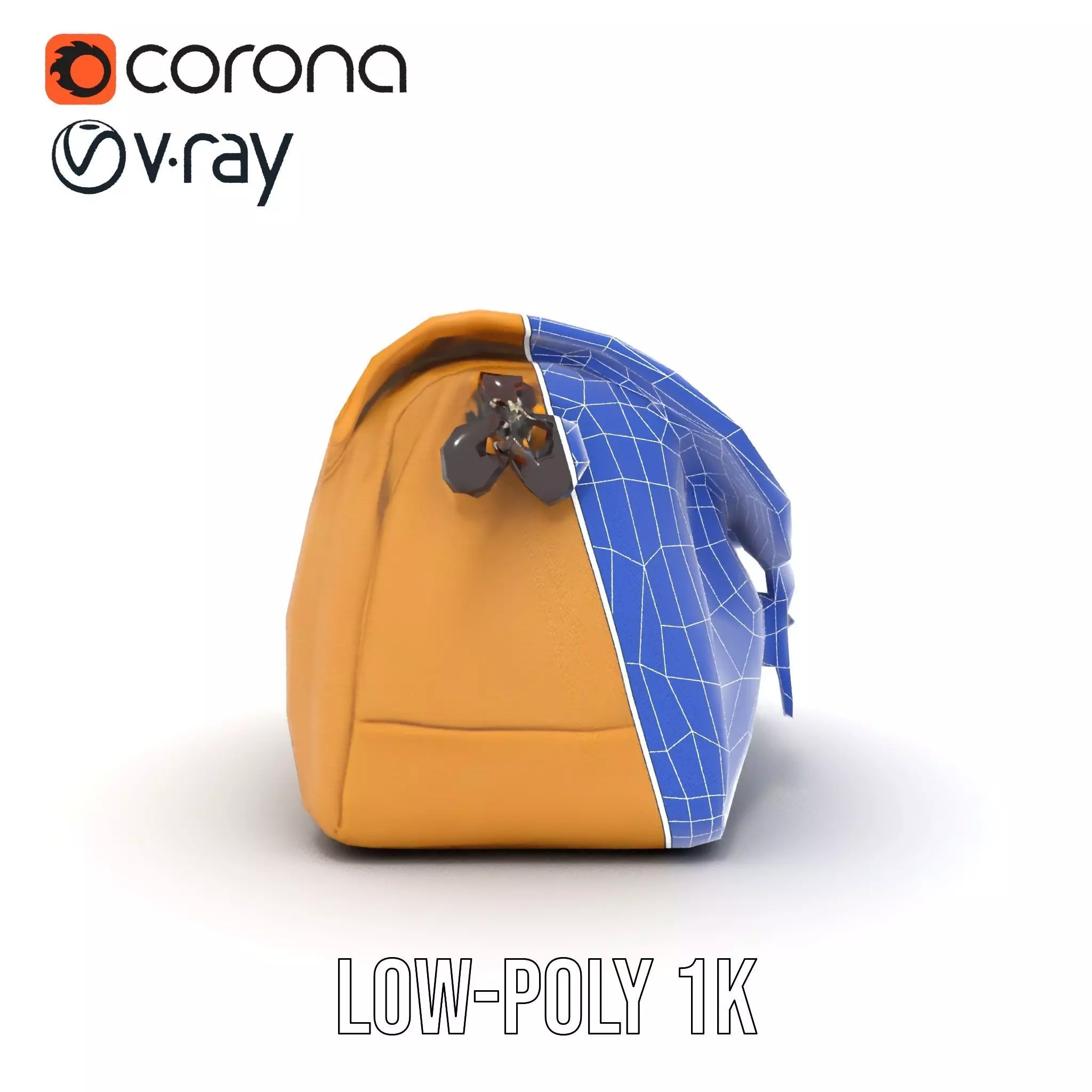 Vintage Tan Bag model pack Low-poly 3D model_21
