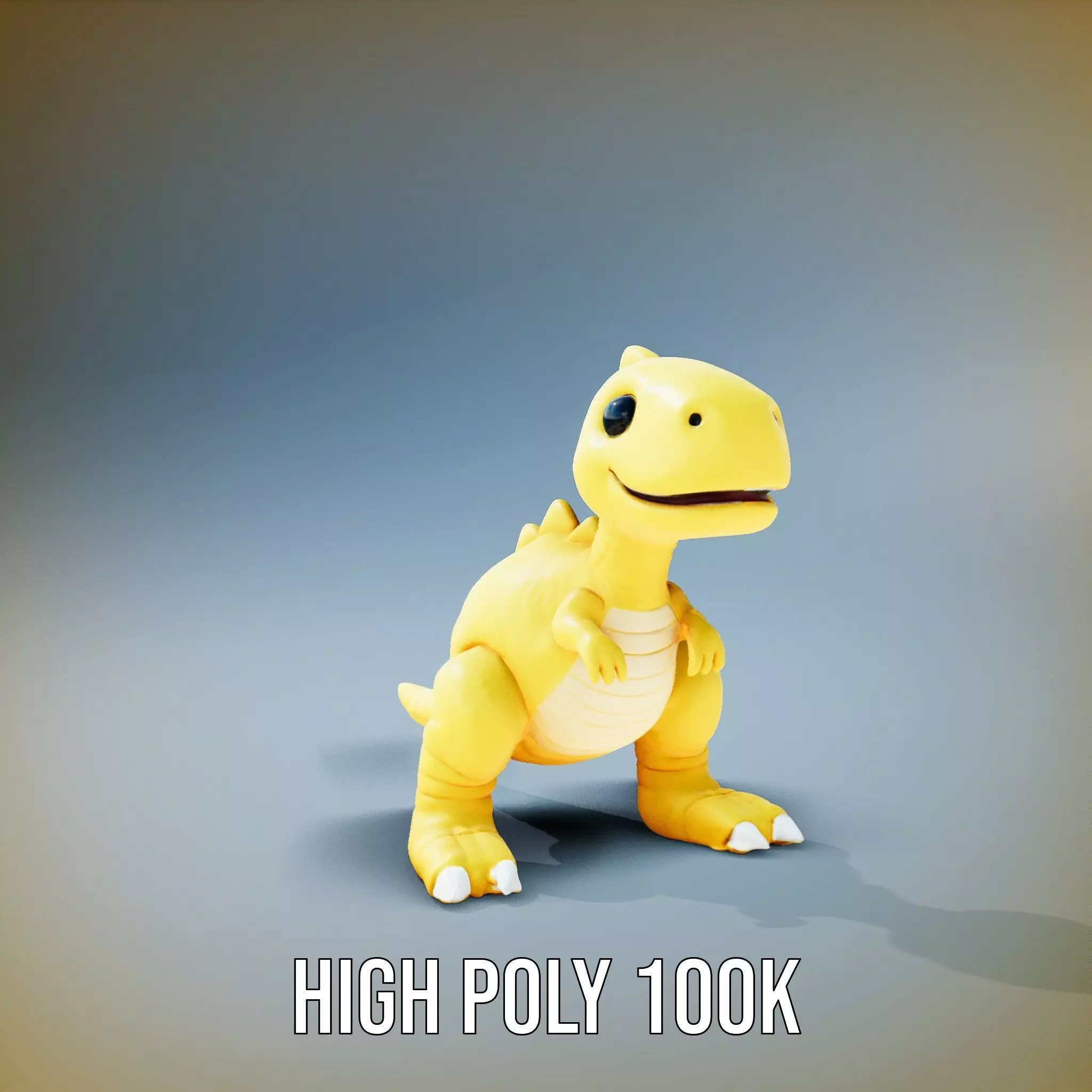 Cheerful Yellow Dinosaur model pack Low-poly 3D model_10
