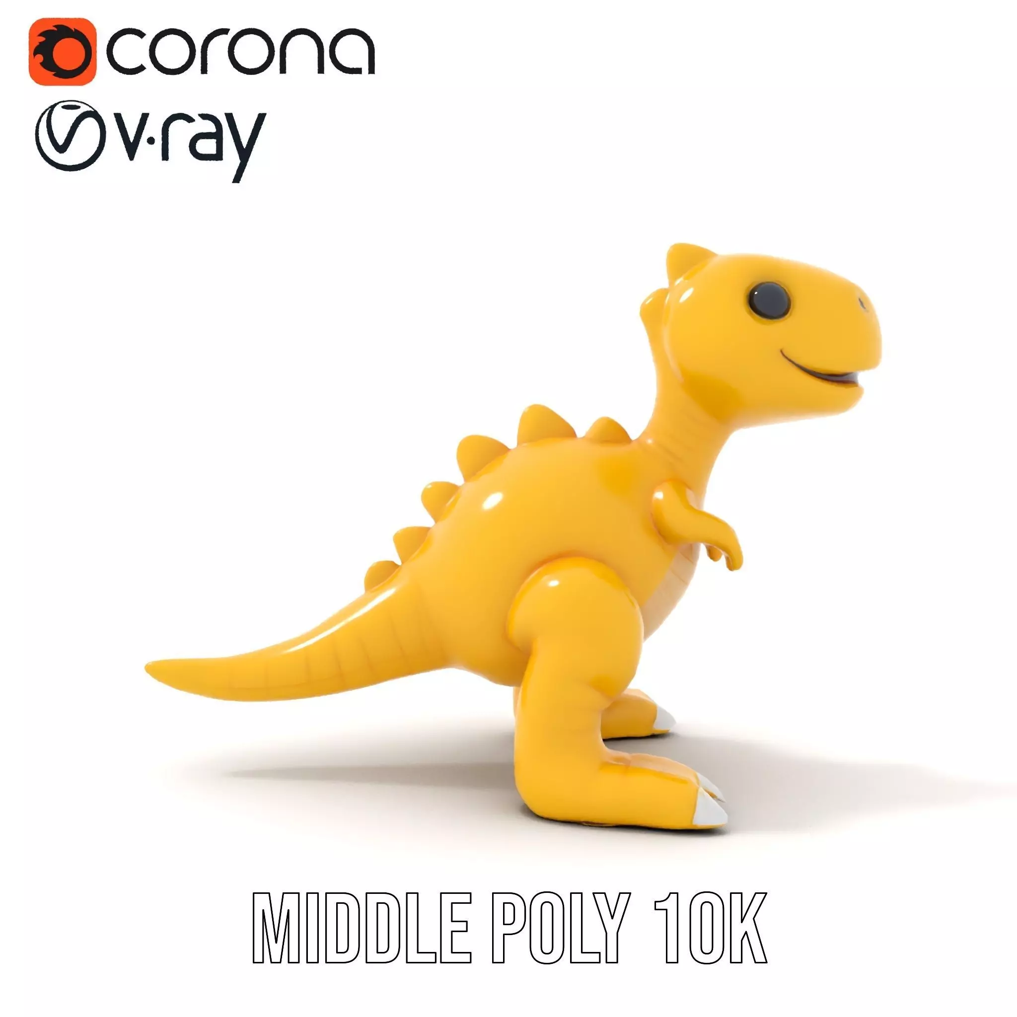 Cheerful Yellow Dinosaur model pack Low-poly 3D model_24