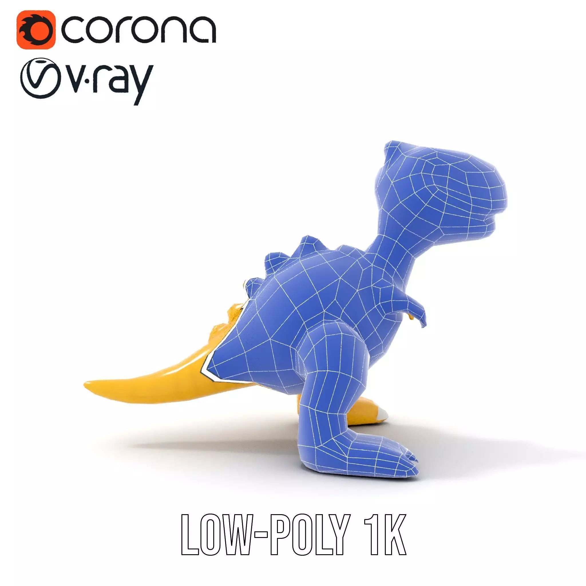 Cheerful Yellow Dinosaur model pack Low-poly 3D model_28