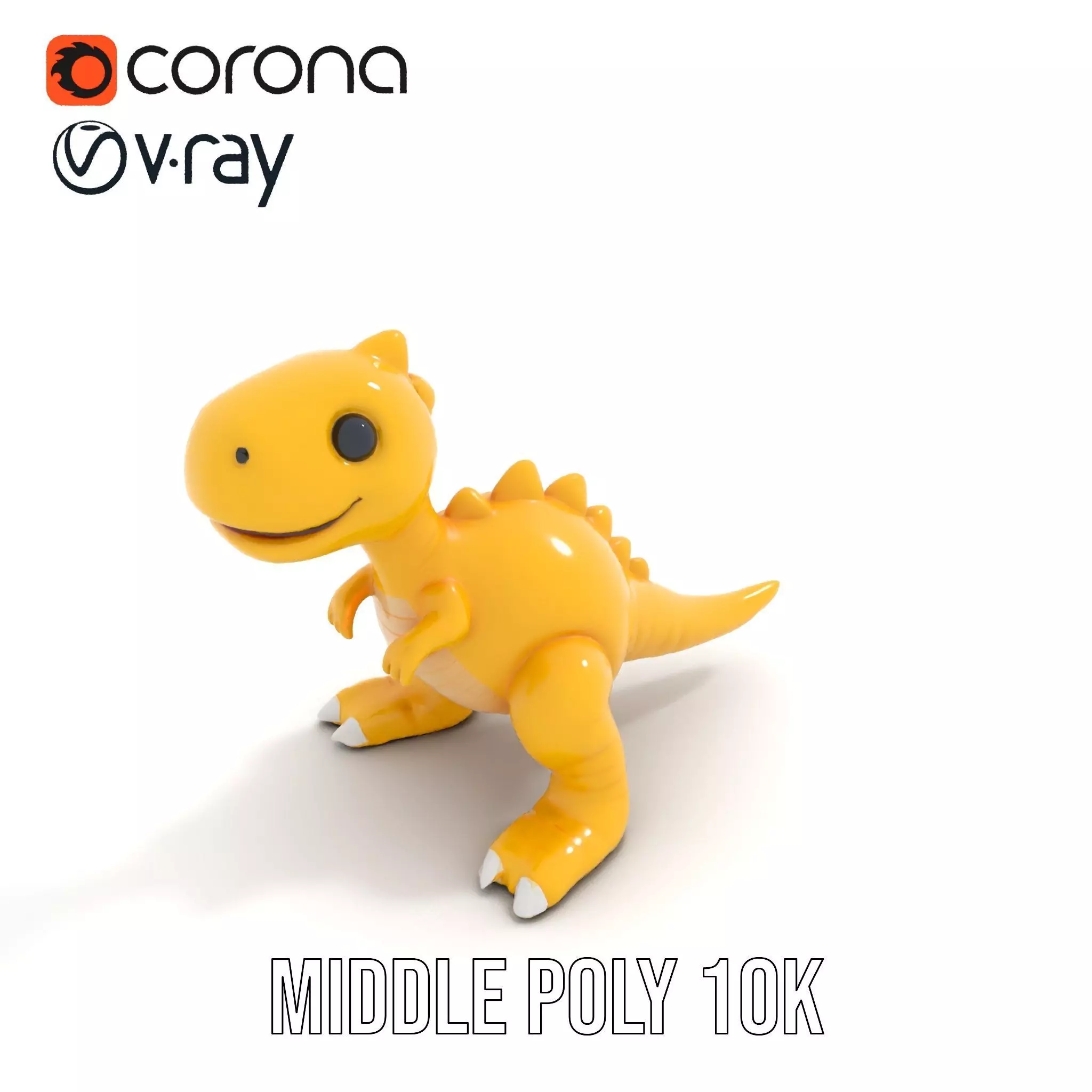 Cheerful Yellow Dinosaur model pack Low-poly 3D model_6