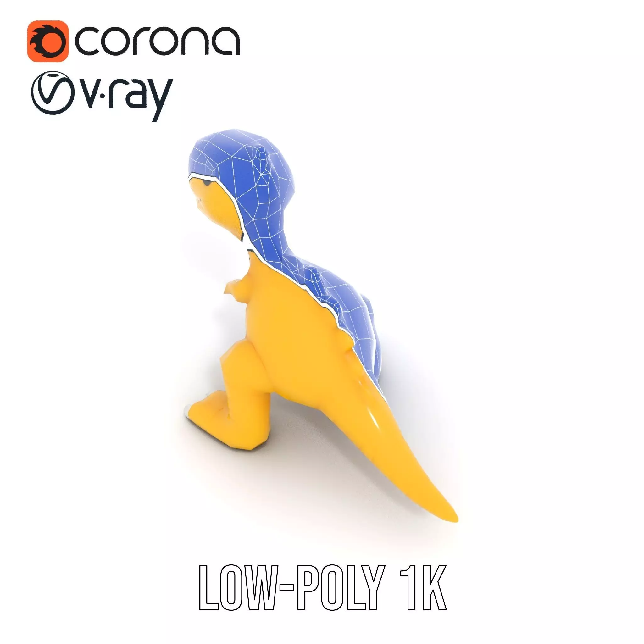 Cheerful Yellow Dinosaur model pack Low-poly 3D model_23