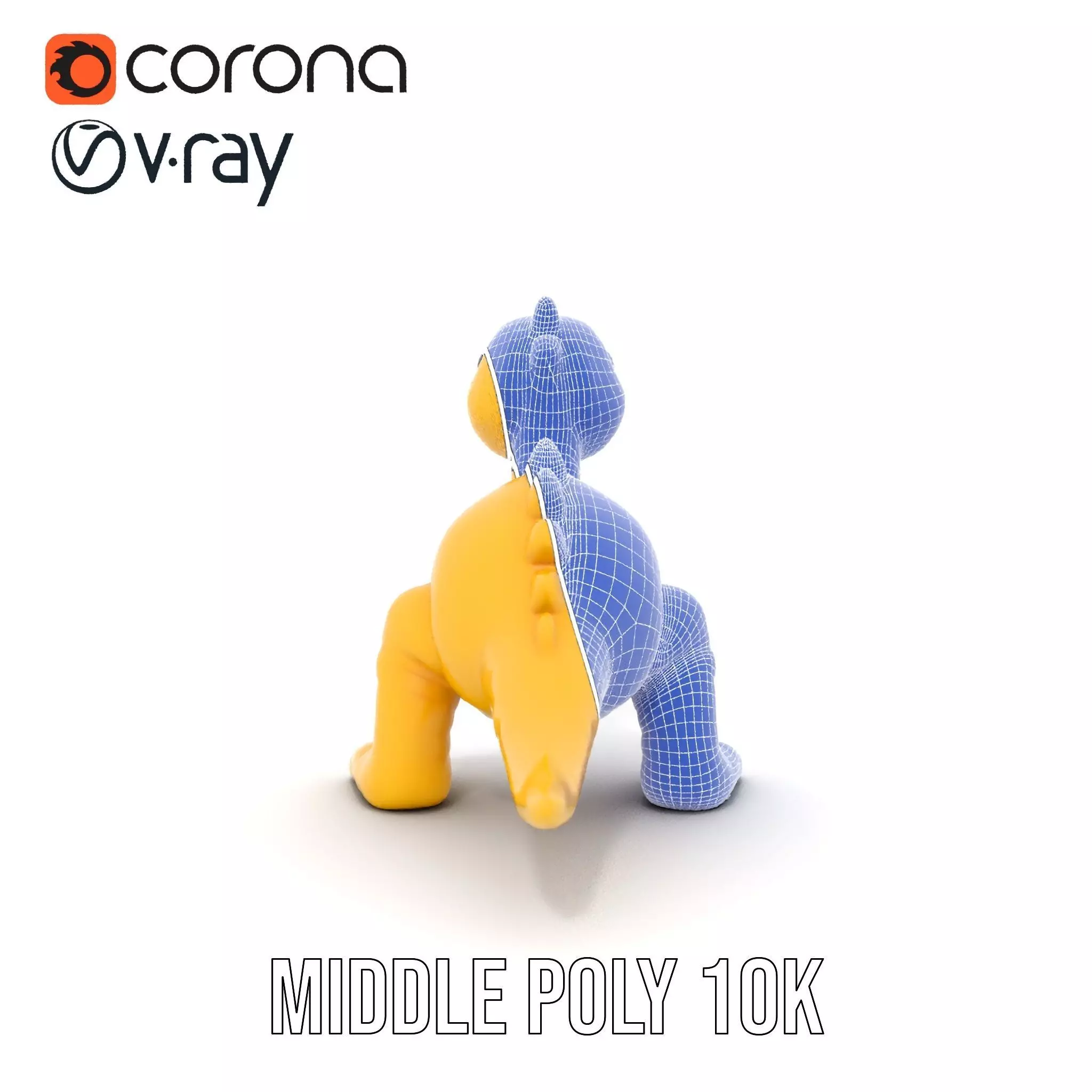 Cheerful Yellow Dinosaur model pack Low-poly 3D model_11
