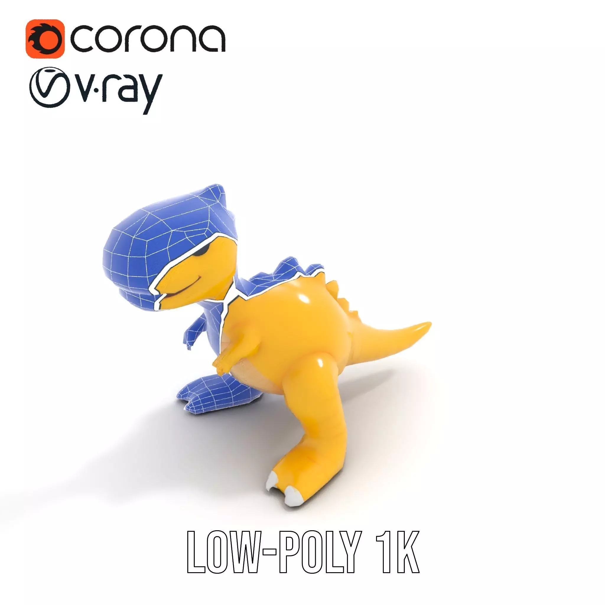 Cheerful Yellow Dinosaur model pack Low-poly 3D model_20