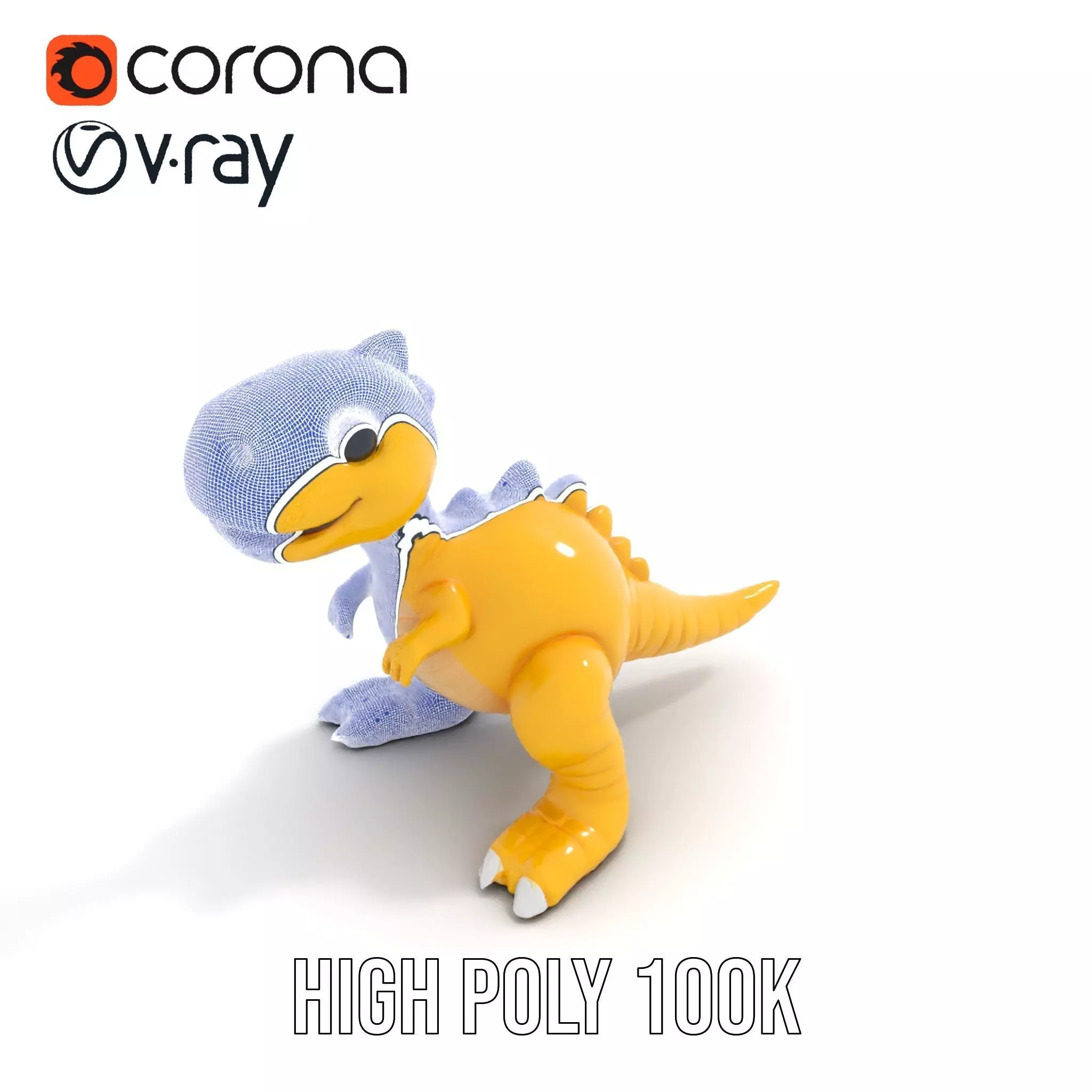 Cheerful Yellow Dinosaur model pack Low-poly 3D model_21