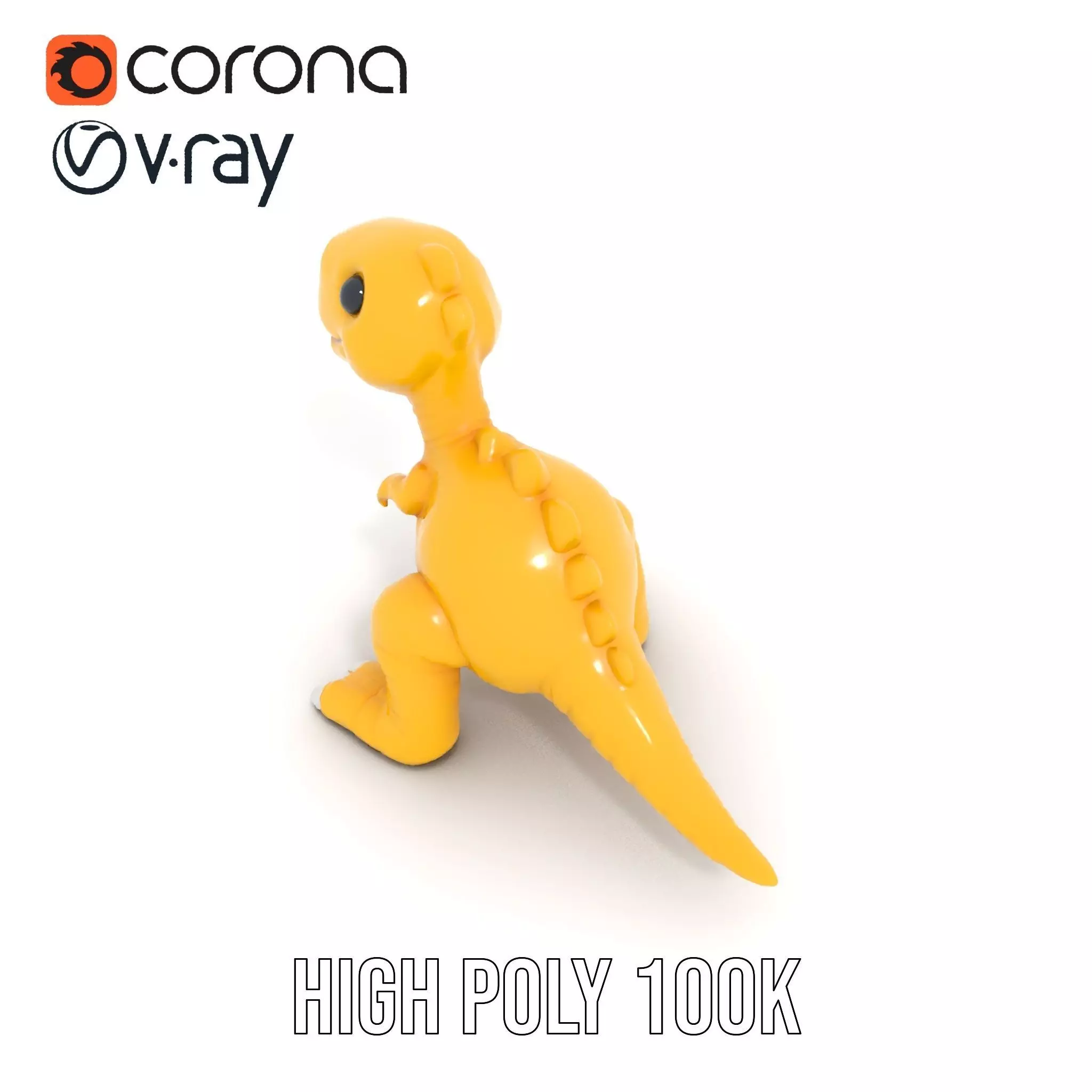 Cheerful Yellow Dinosaur model pack Low-poly 3D model_26