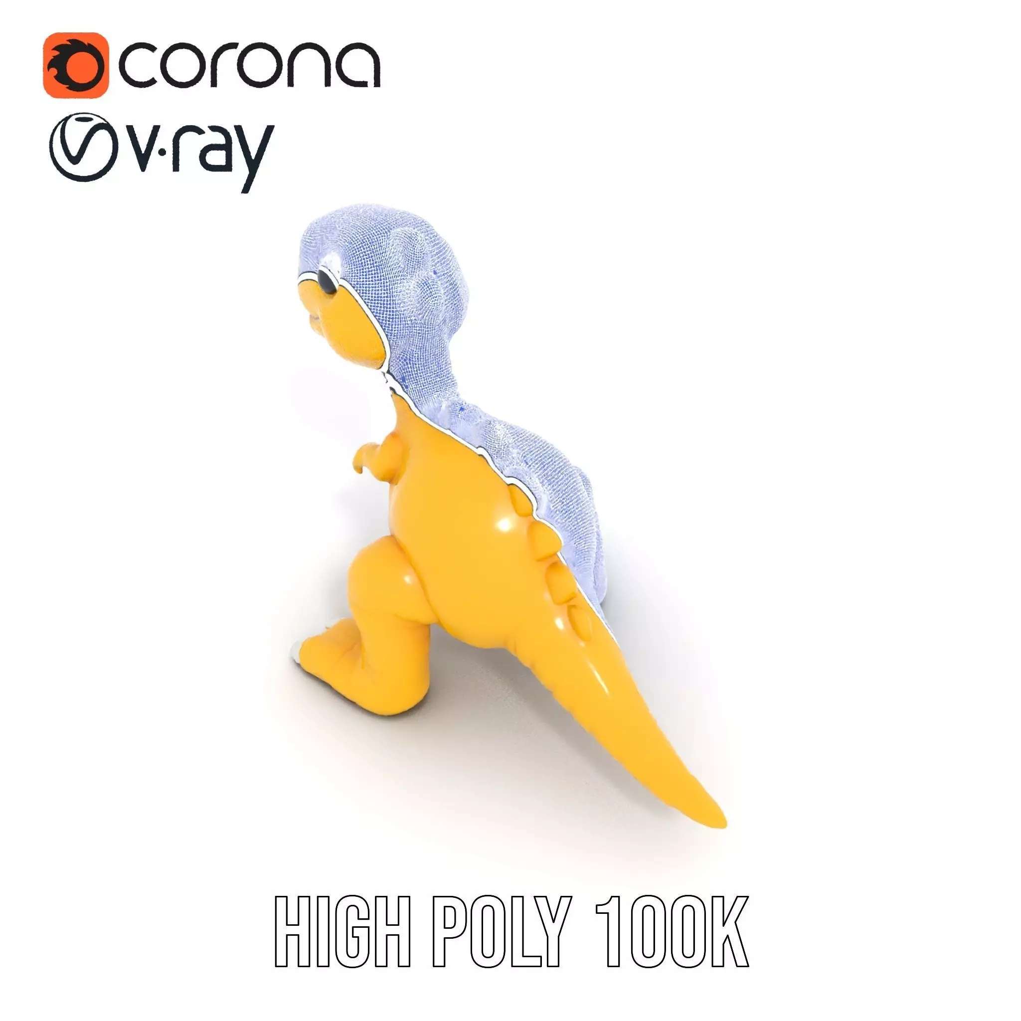 Cheerful Yellow Dinosaur model pack Low-poly 3D model_29