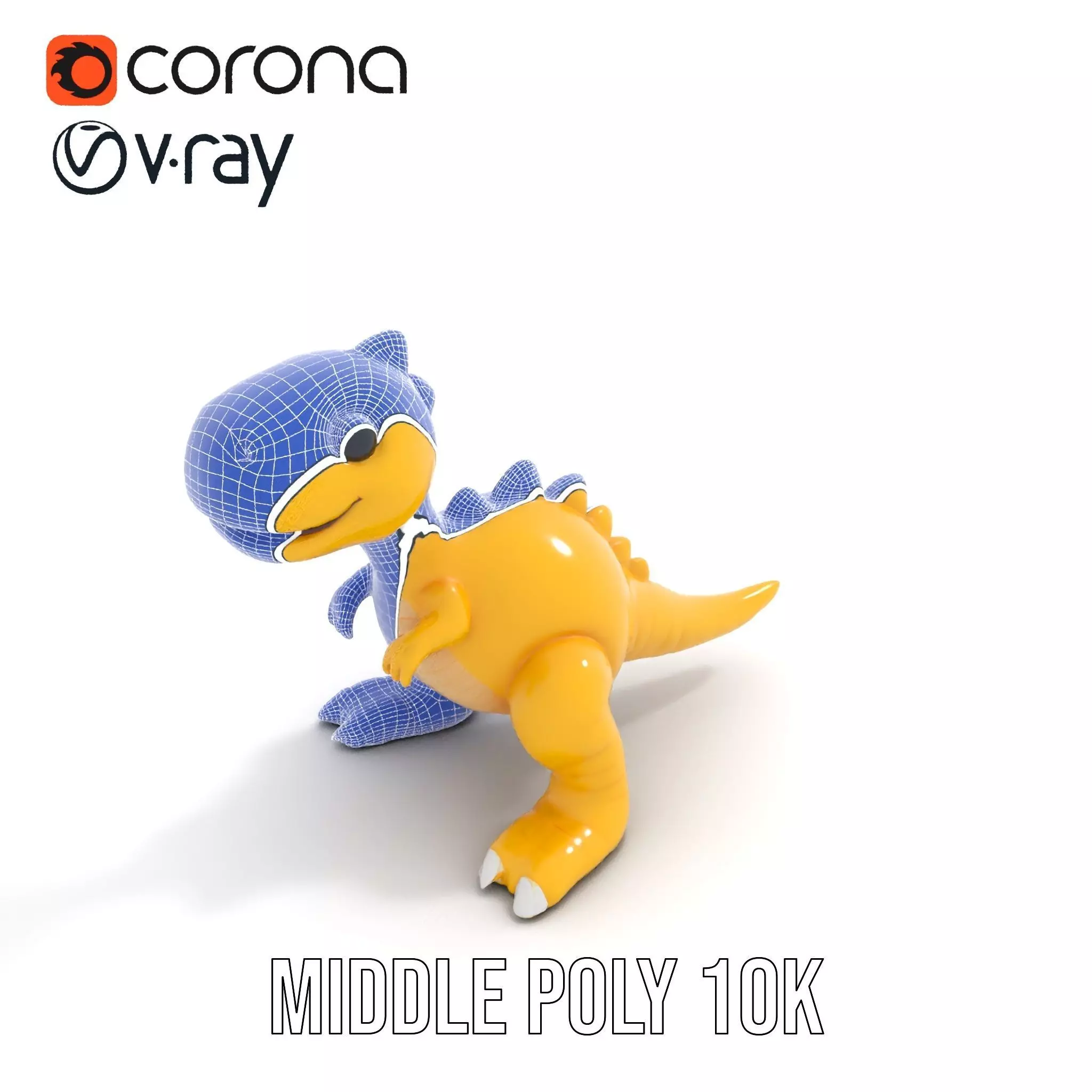 Cheerful Yellow Dinosaur model pack Low-poly 3D model_30