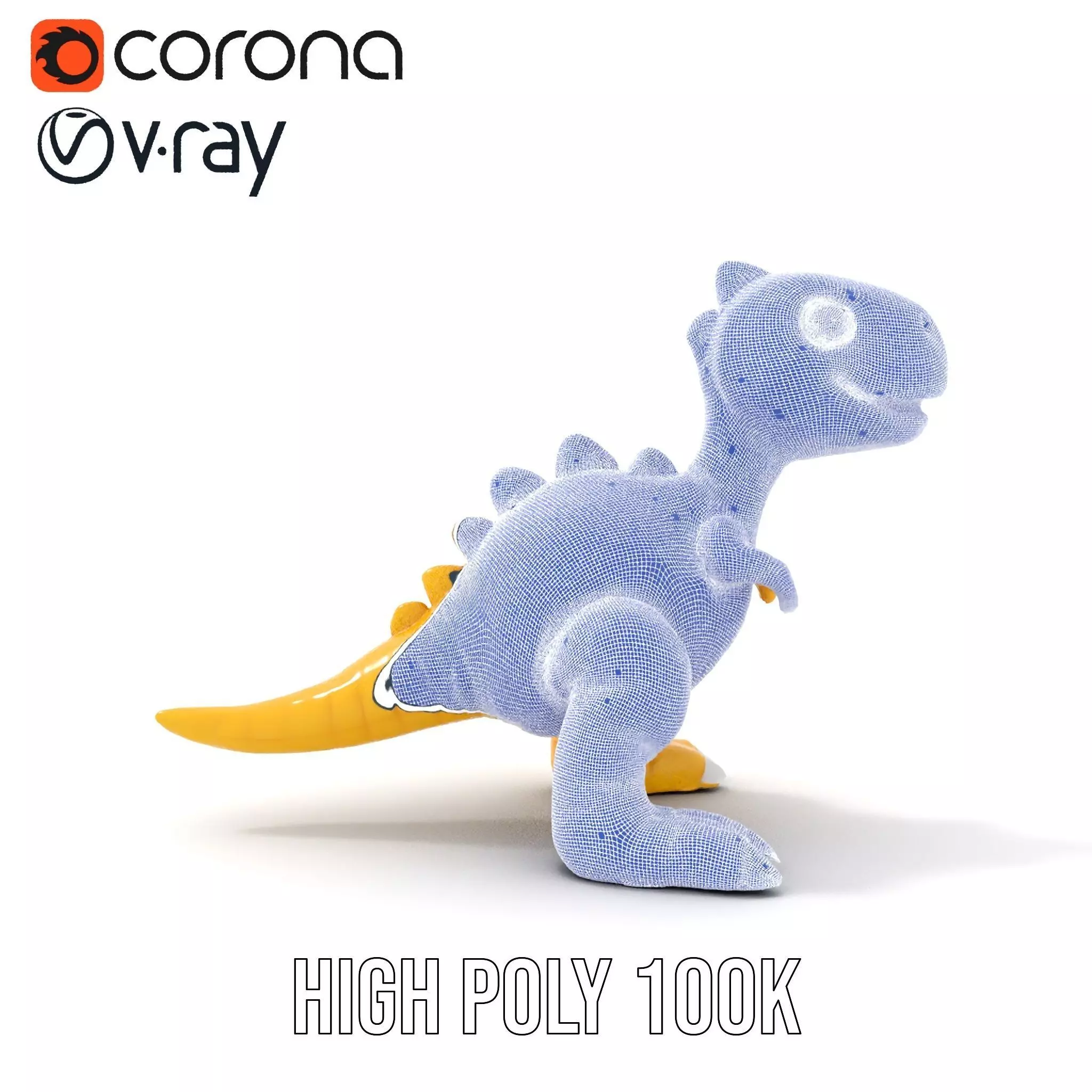 Cheerful Yellow Dinosaur model pack Low-poly 3D model_33