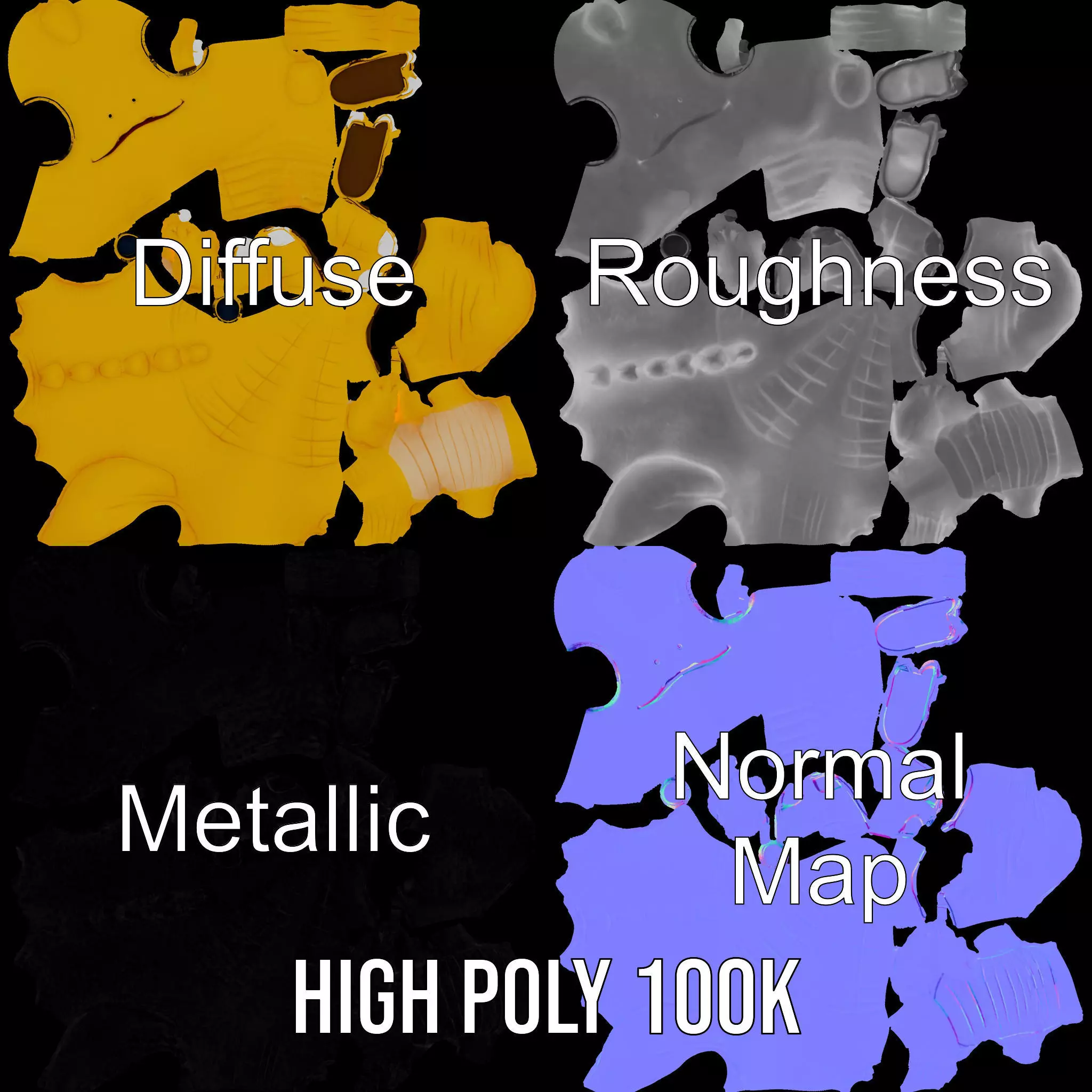 Cheerful Yellow Dinosaur model pack Low-poly 3D model_3