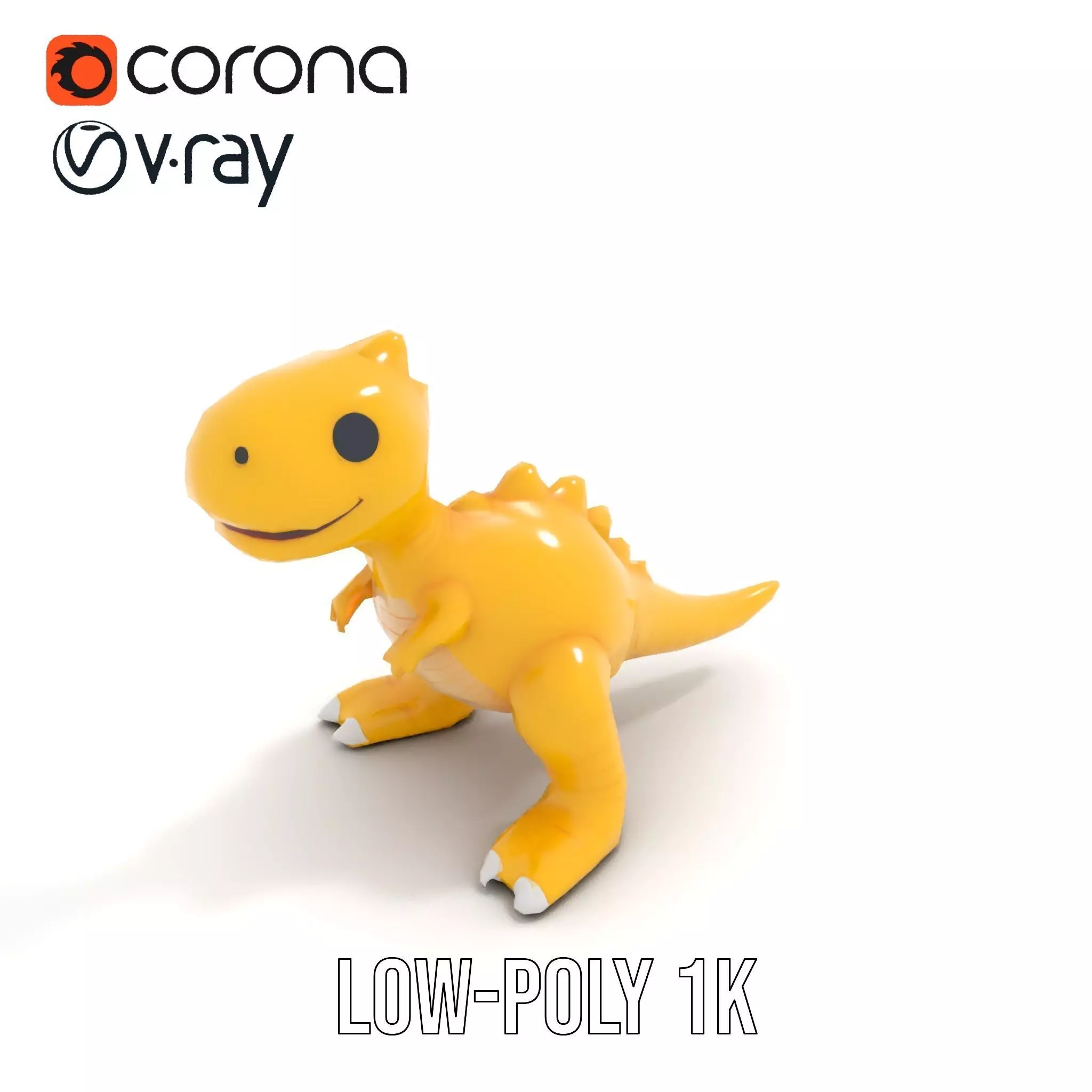 Cheerful Yellow Dinosaur model pack Low-poly 3D model_7