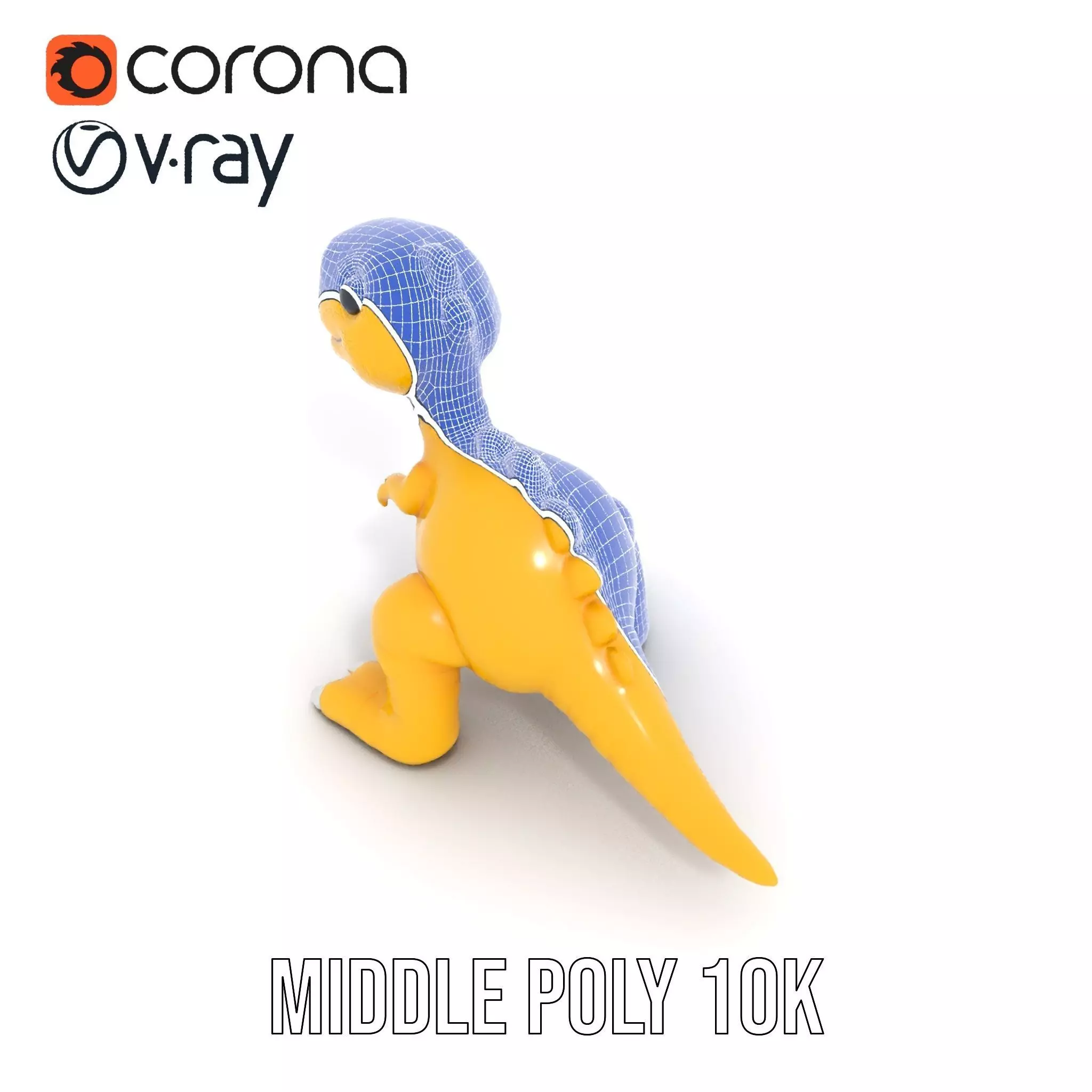 Cheerful Yellow Dinosaur model pack Low-poly 3D model_17