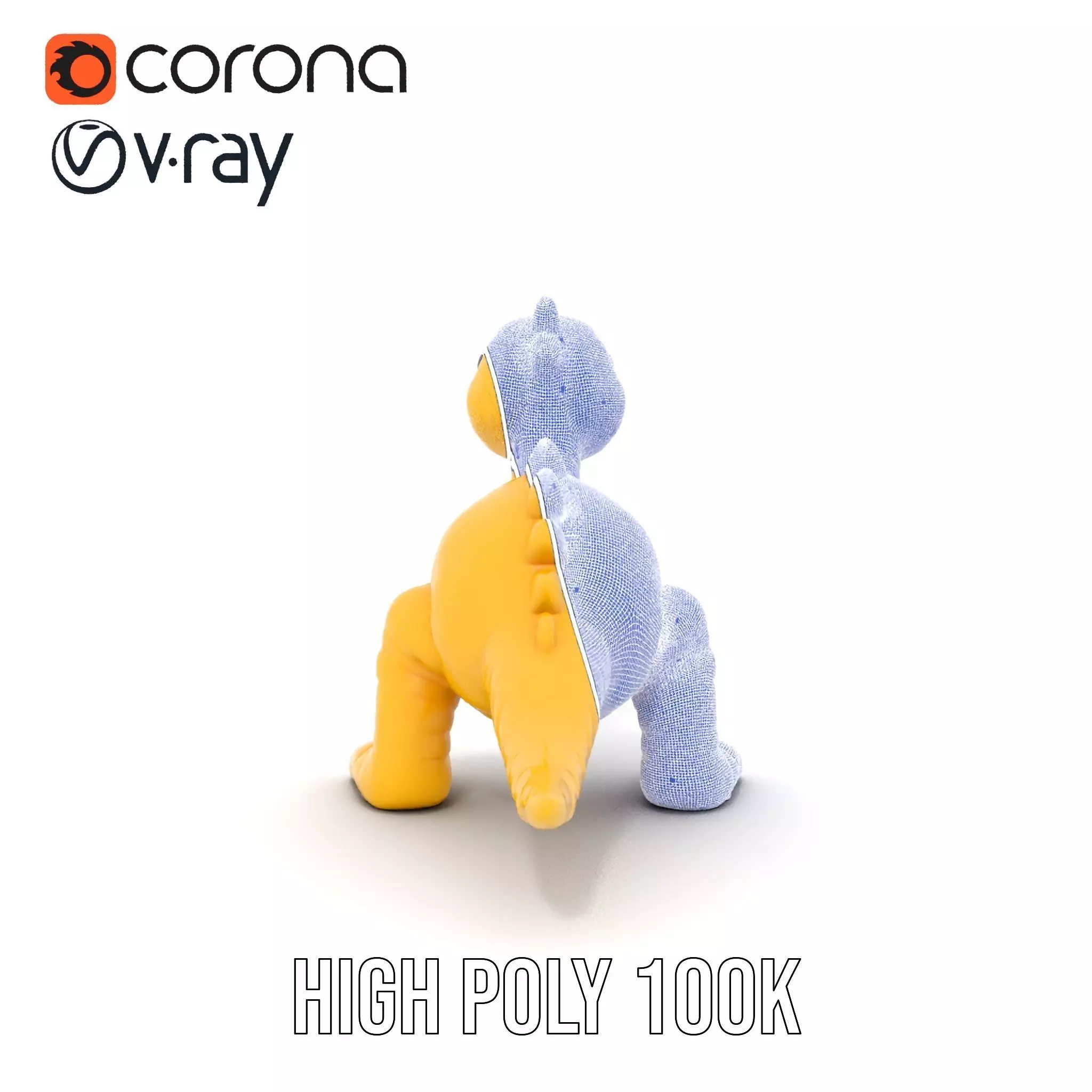 Cheerful Yellow Dinosaur model pack Low-poly 3D model_16