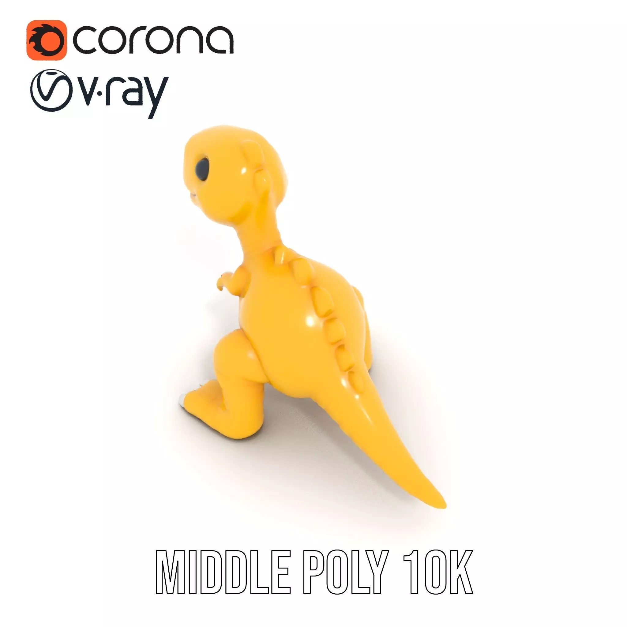 Cheerful Yellow Dinosaur model pack Low-poly 3D model_19