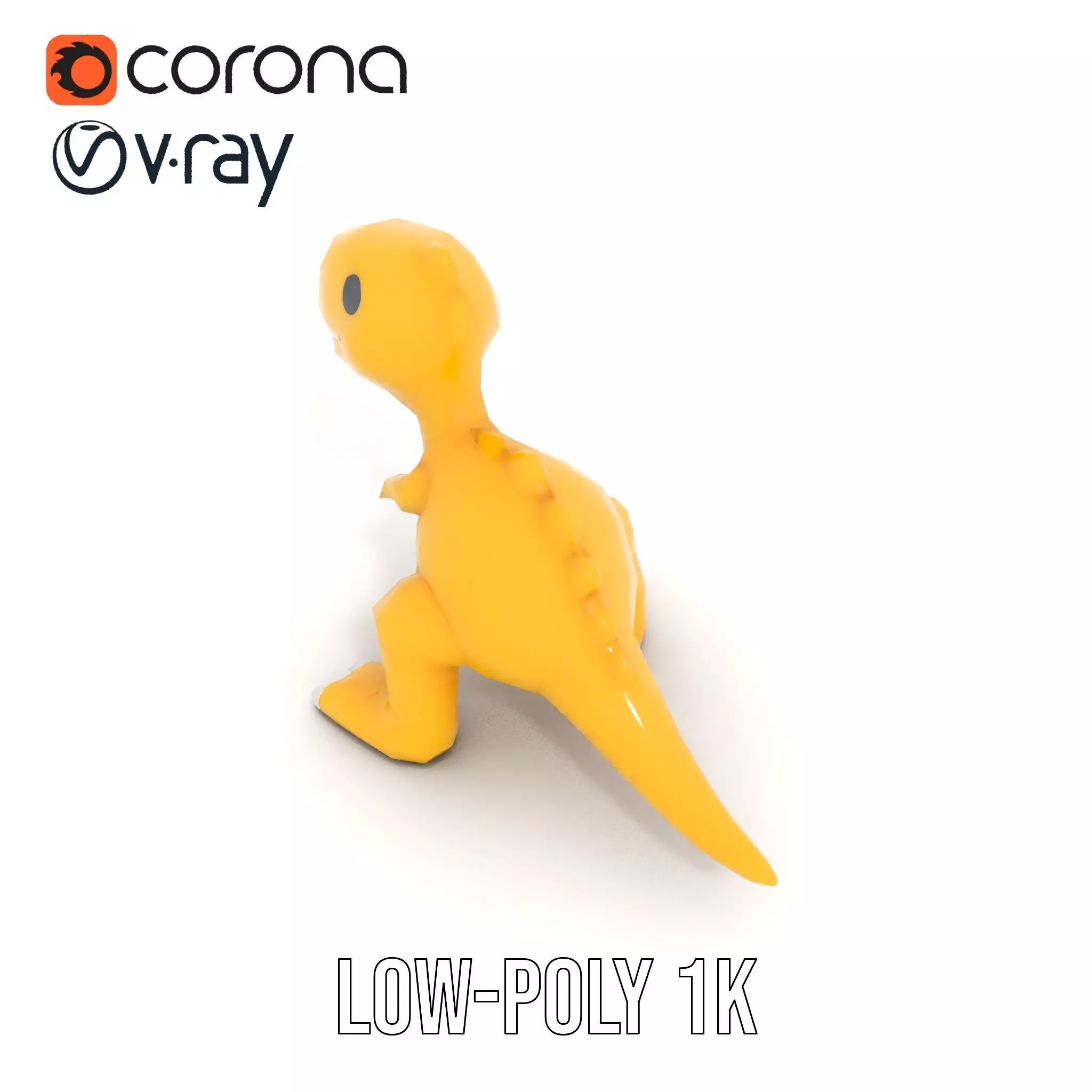 Cheerful Yellow Dinosaur model pack Low-poly 3D model_9
