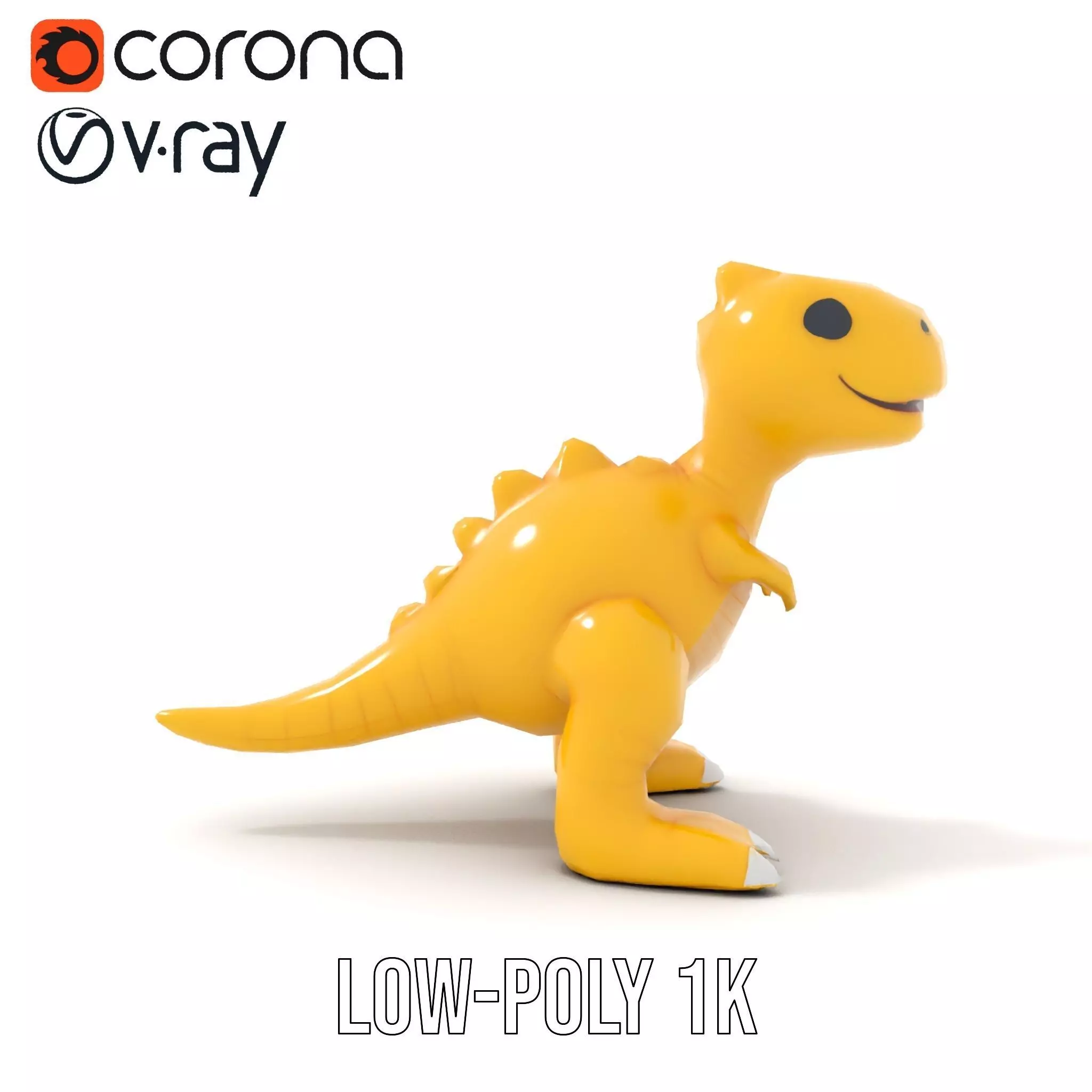 Cheerful Yellow Dinosaur model pack Low-poly 3D model_31