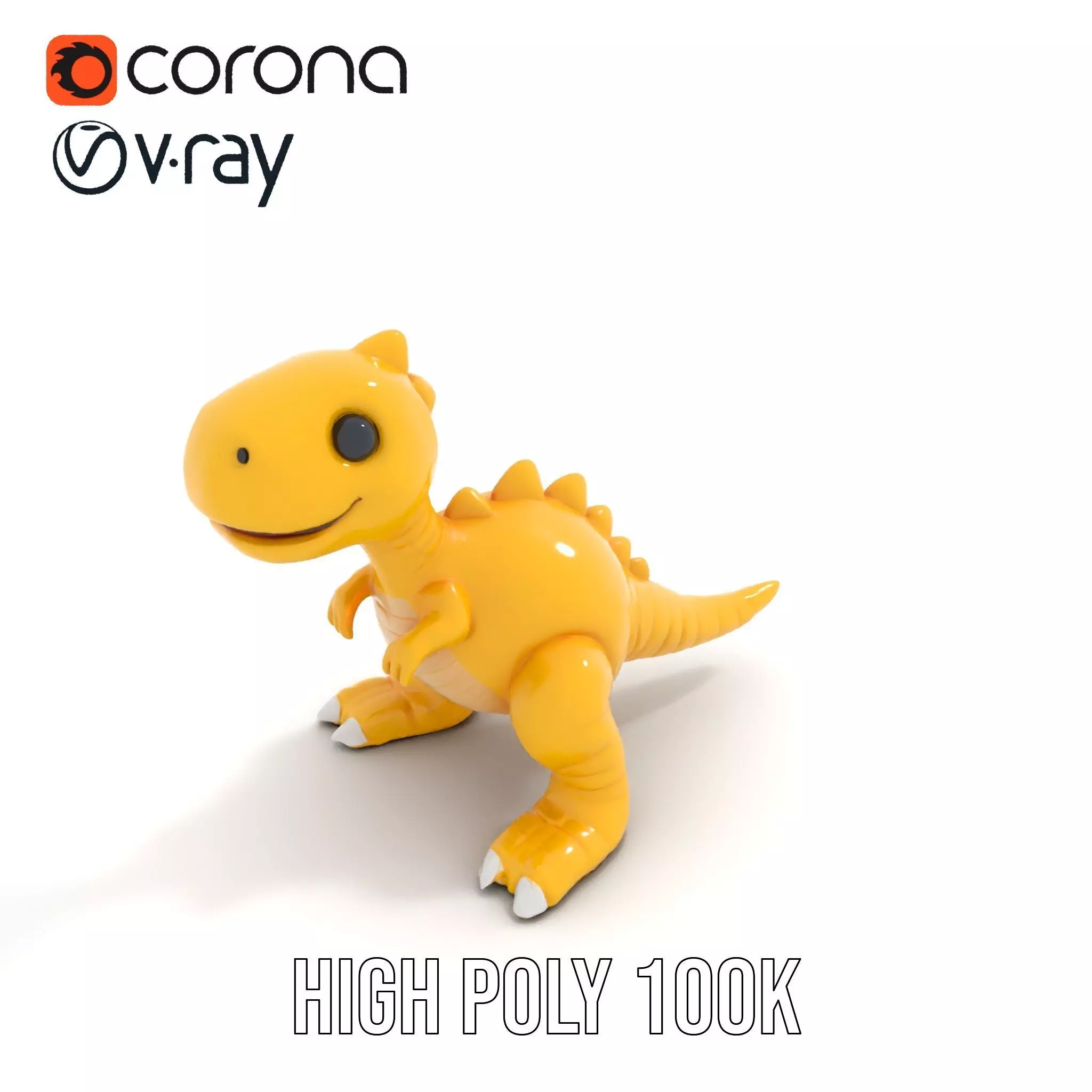 Cheerful Yellow Dinosaur model pack Low-poly 3D model_34