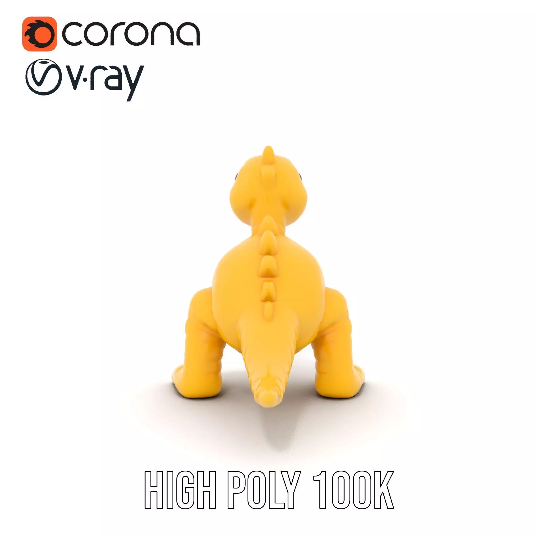 Cheerful Yellow Dinosaur model pack Low-poly 3D model_13
