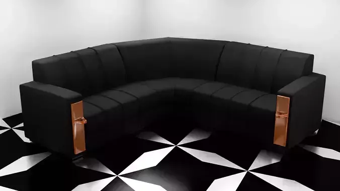 PBR Living Room Corner Sofa Set  Complete 3D Scene