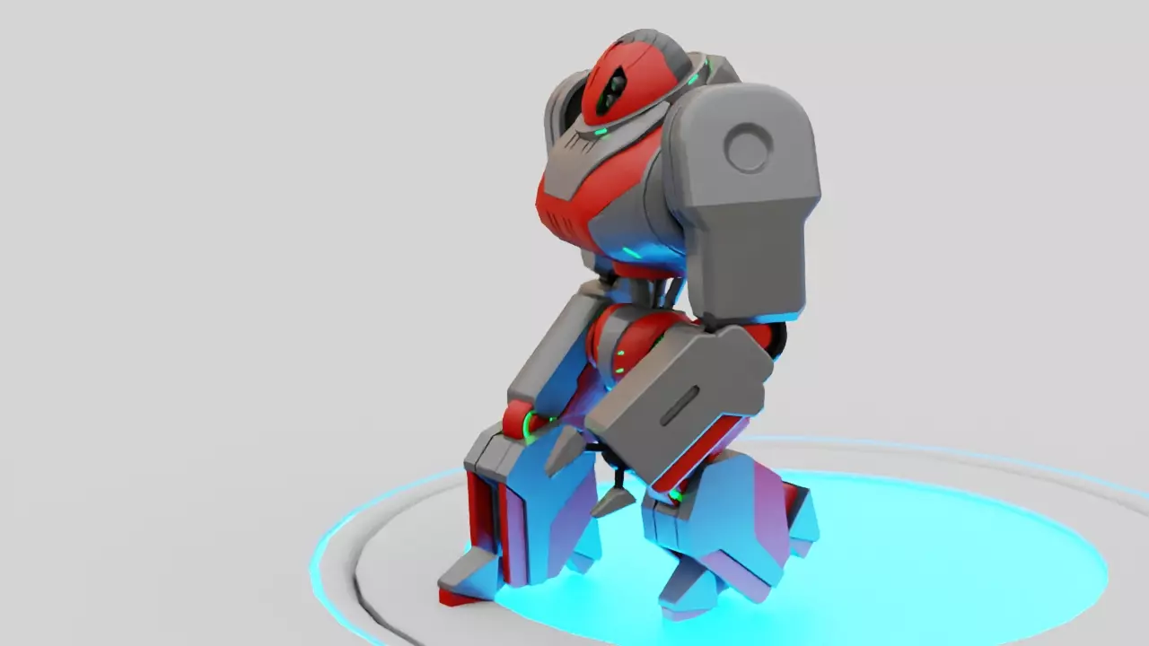 Gun robot rigged animated characer Free 3D model_3