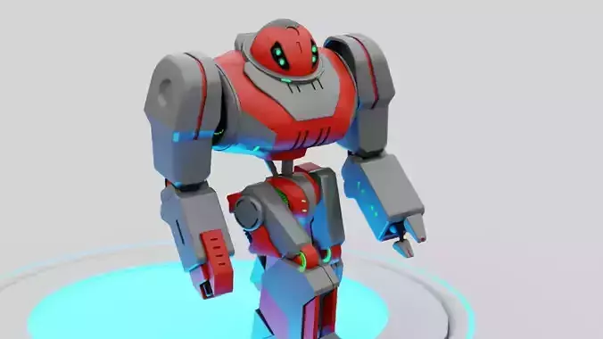Gun robot rigged animated characer
