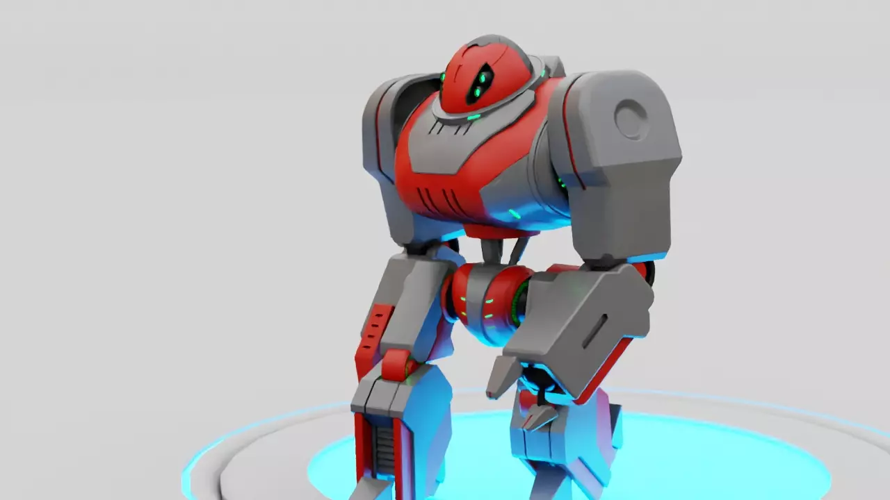 Gun robot rigged animated characer Free 3D model_2