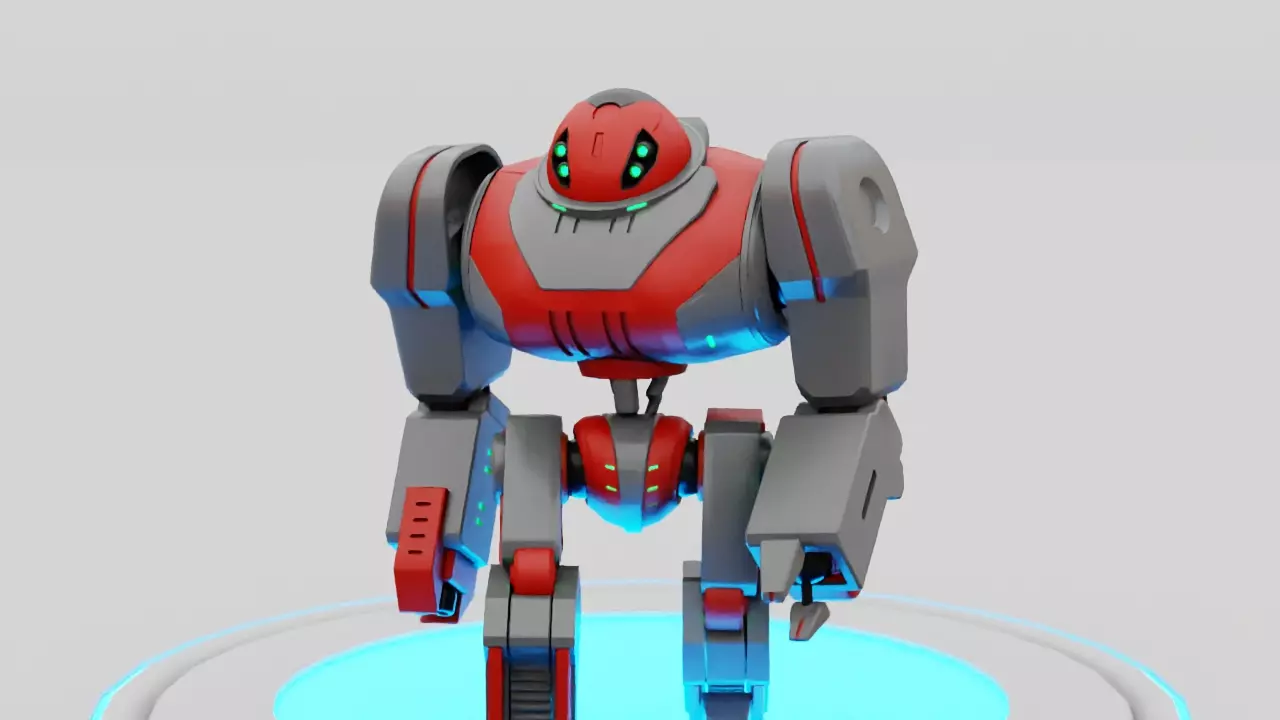 Gun robot rigged animated characer Free 3D model_1