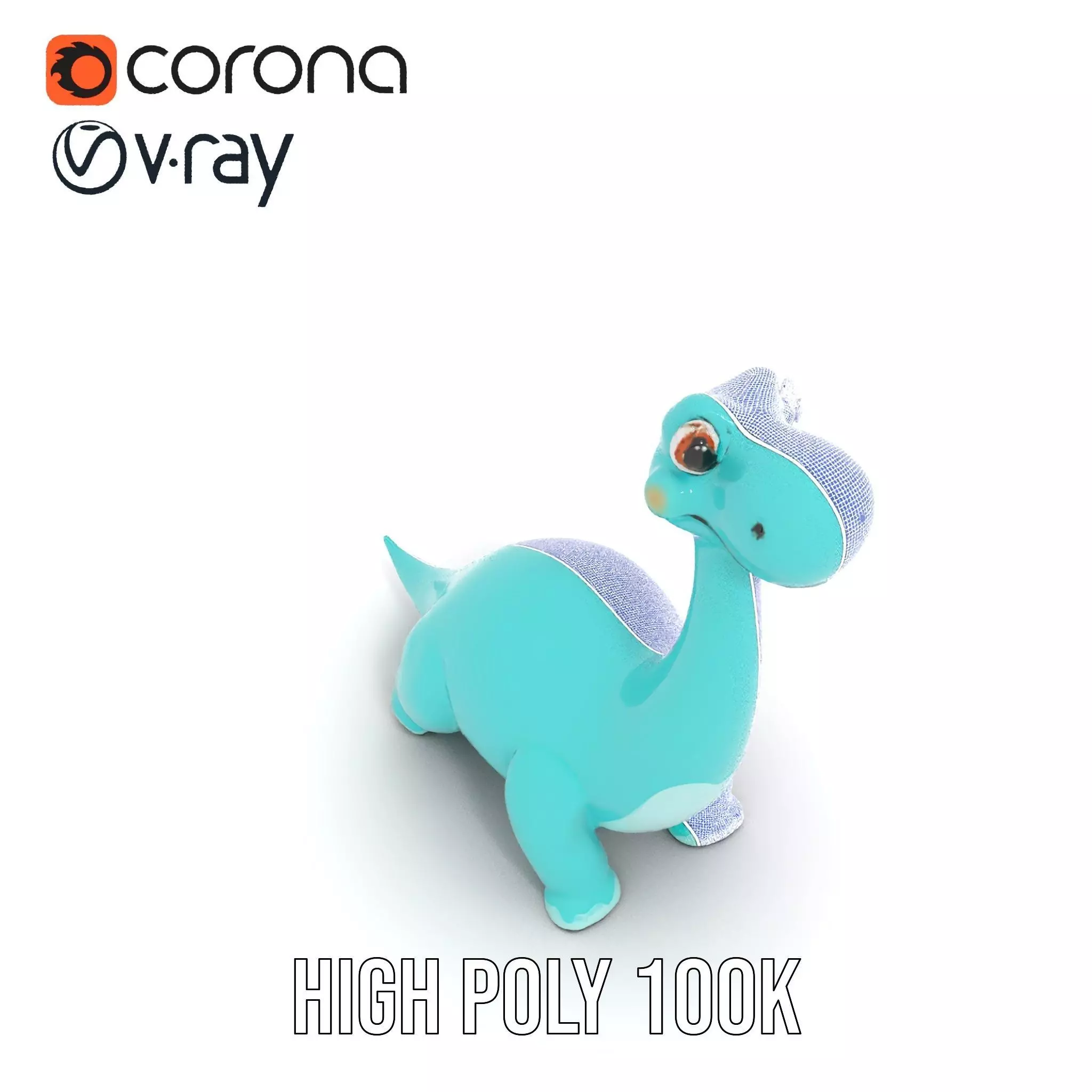Playful Blue Dinosaur model pack Low-poly 3D model_24