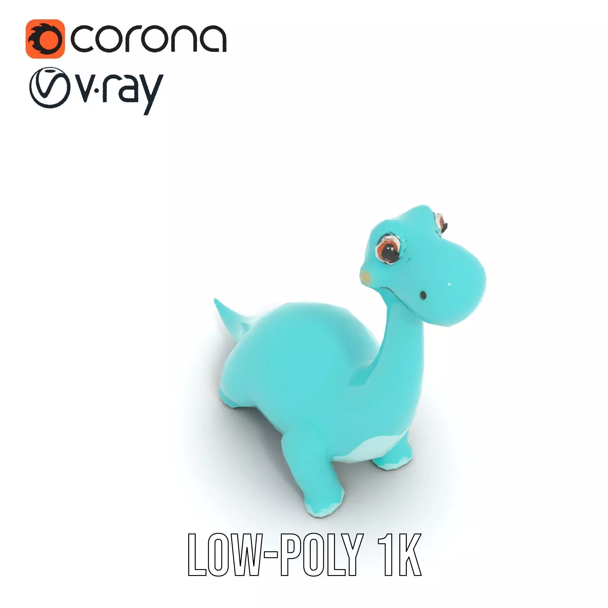 Playful Blue Dinosaur model pack Low-poly 3D model_7