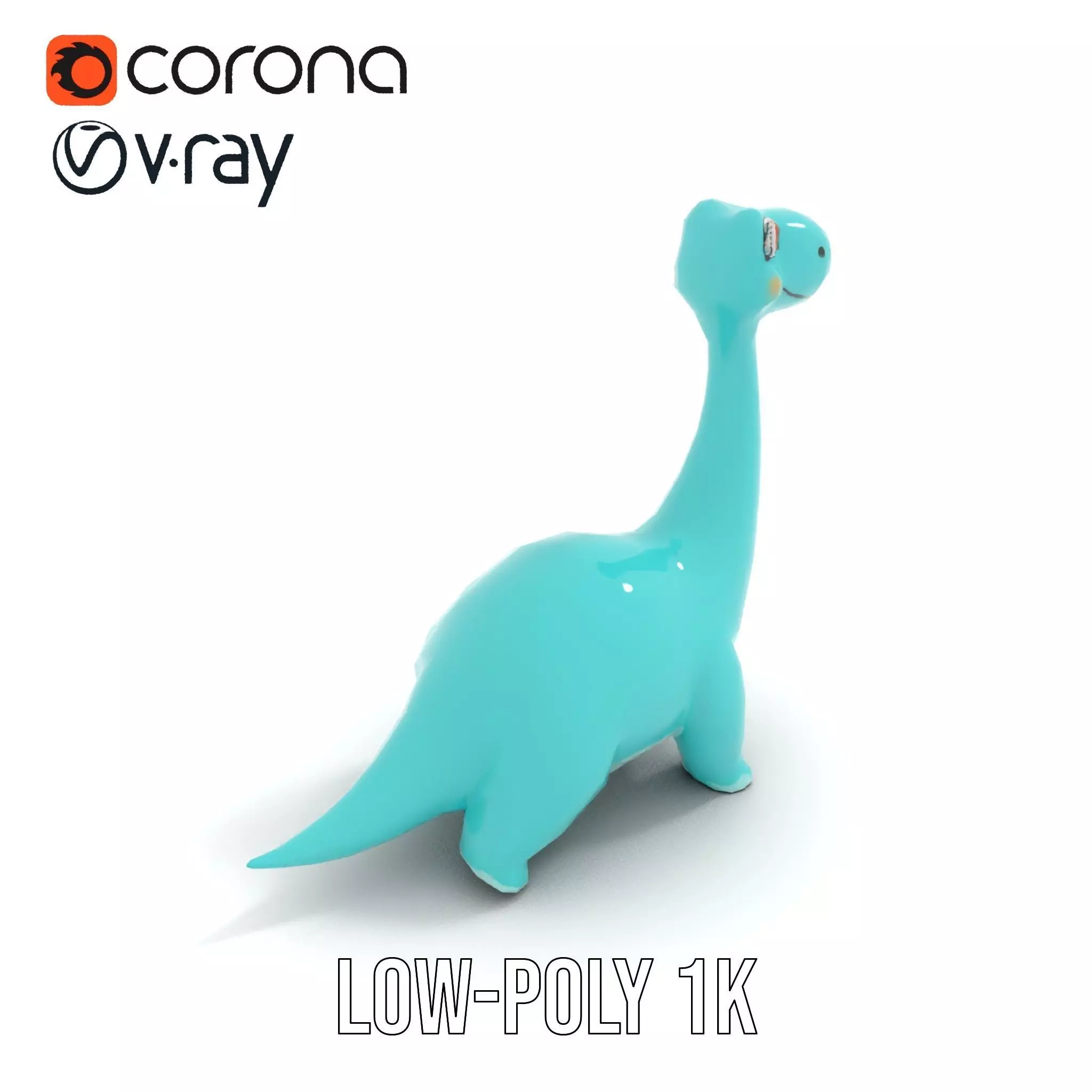 Playful Blue Dinosaur model pack Low-poly 3D model_11