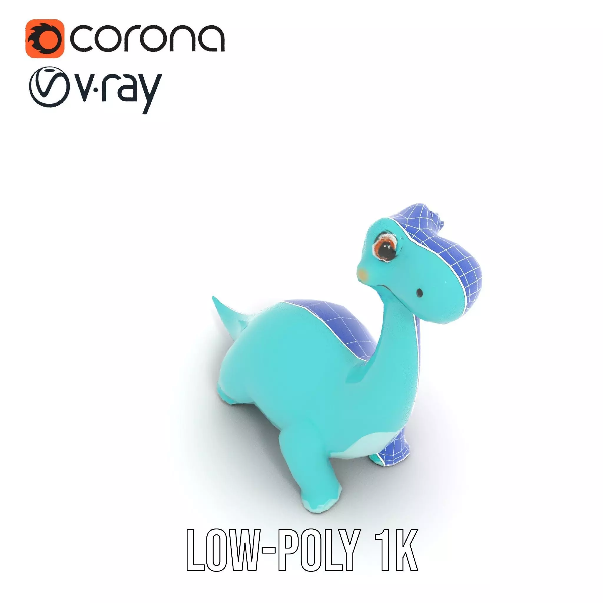 Playful Blue Dinosaur model pack Low-poly 3D model_32