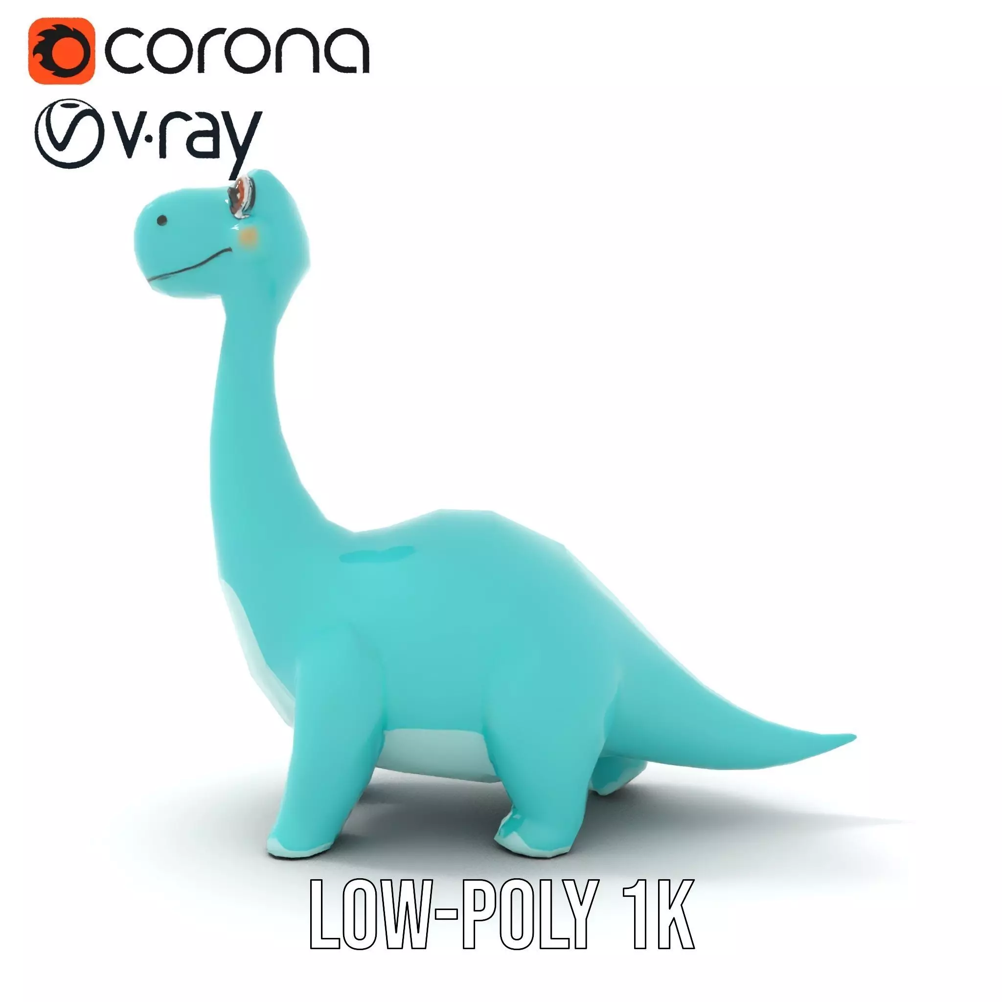 Playful Blue Dinosaur model pack Low-poly 3D model_26