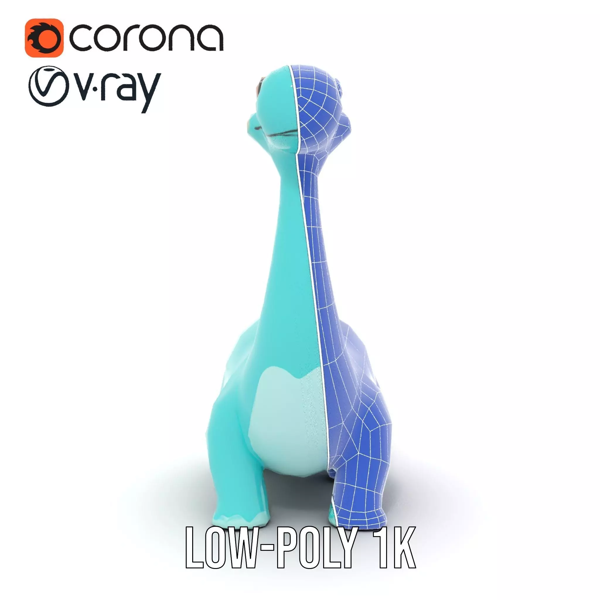 Playful Blue Dinosaur model pack Low-poly 3D model_8