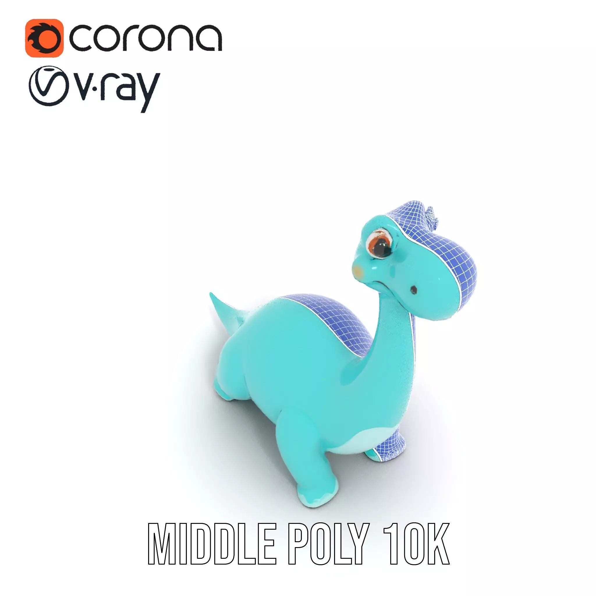Playful Blue Dinosaur model pack Low-poly 3D model_13