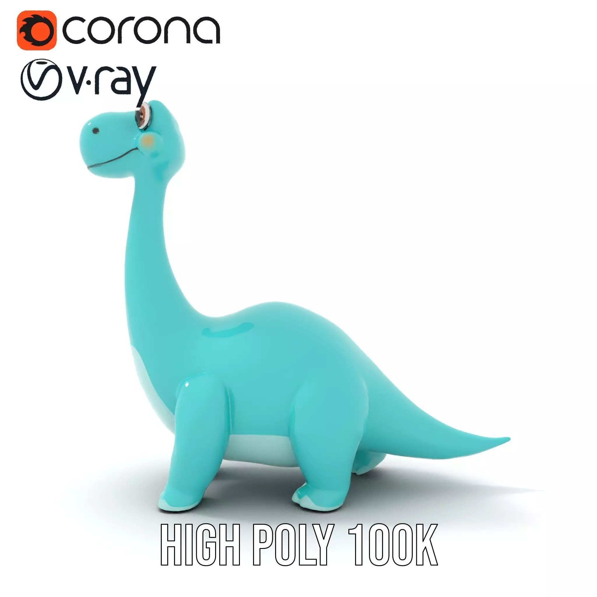 Playful Blue Dinosaur model pack Low-poly 3D model_15
