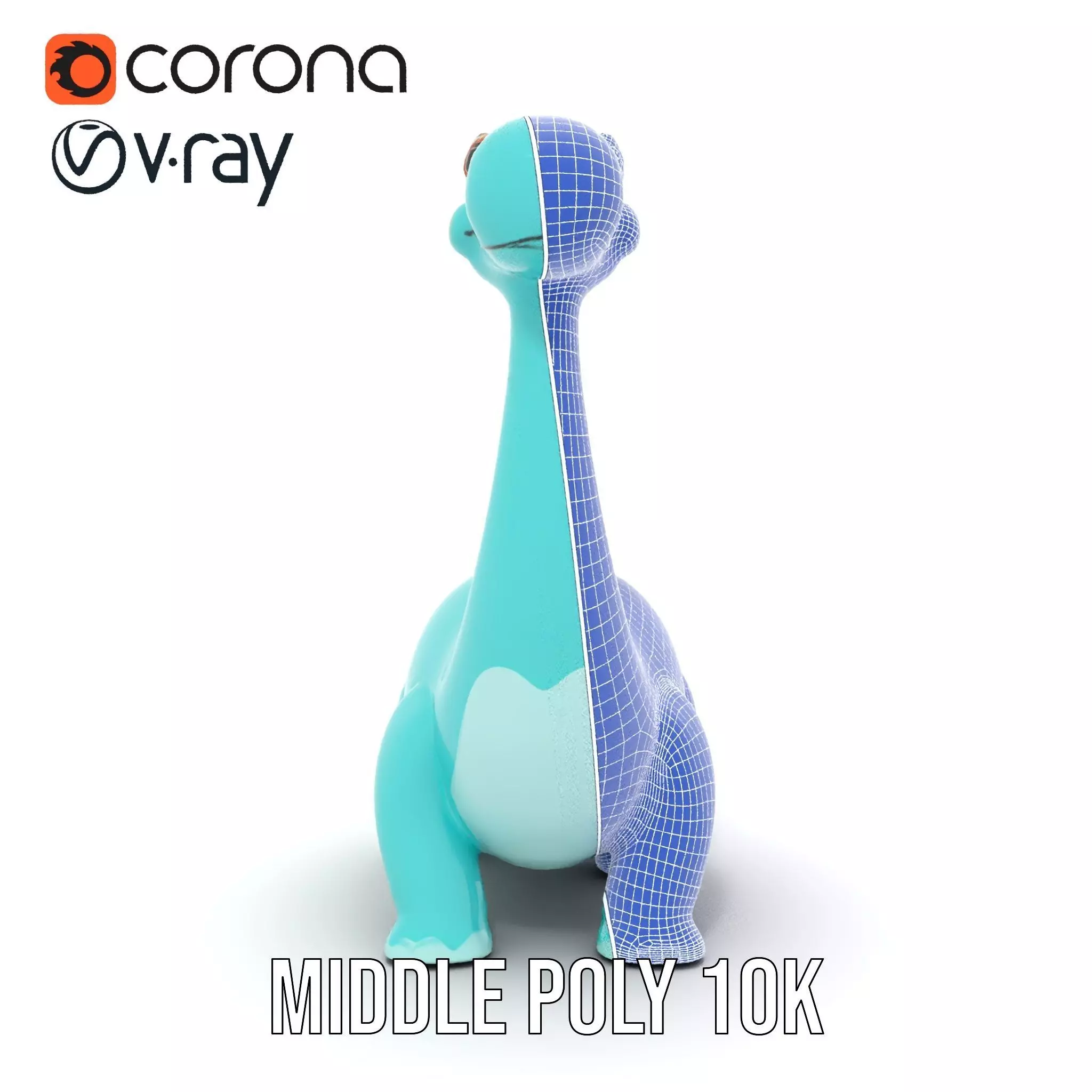 Playful Blue Dinosaur model pack Low-poly 3D model_6