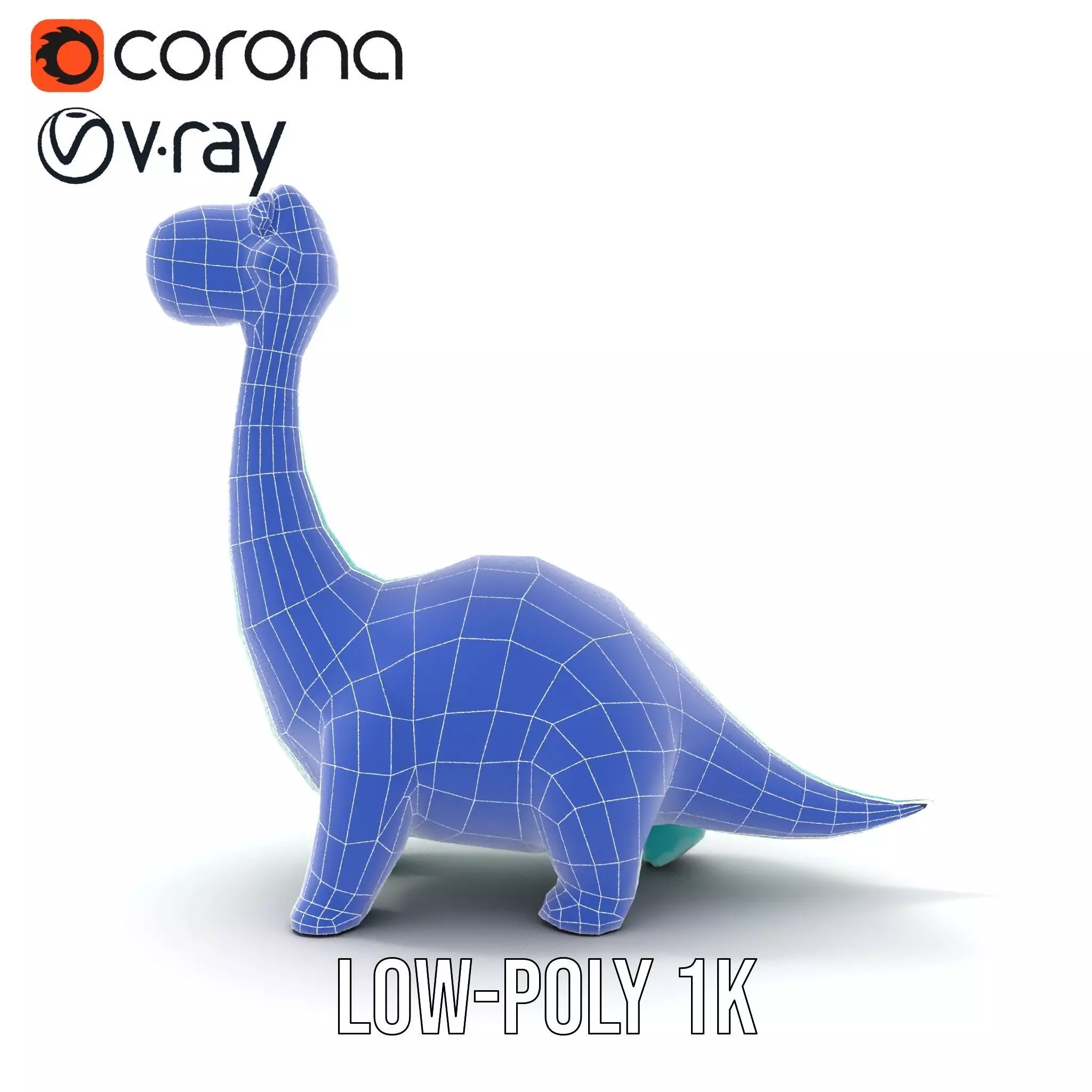 Playful Blue Dinosaur model pack Low-poly 3D model_23