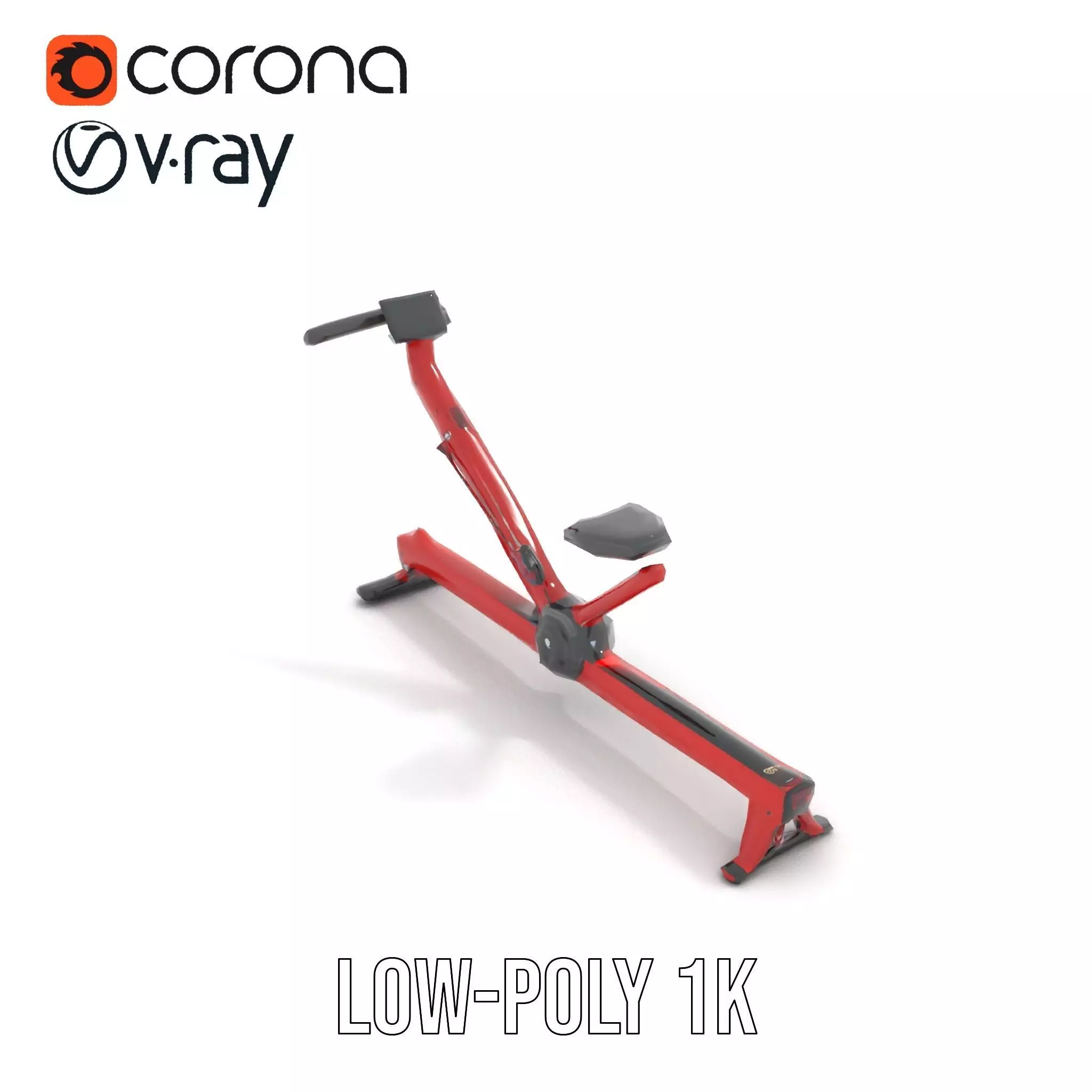 Red Rower Exercise model pack Low-poly 3D model_7