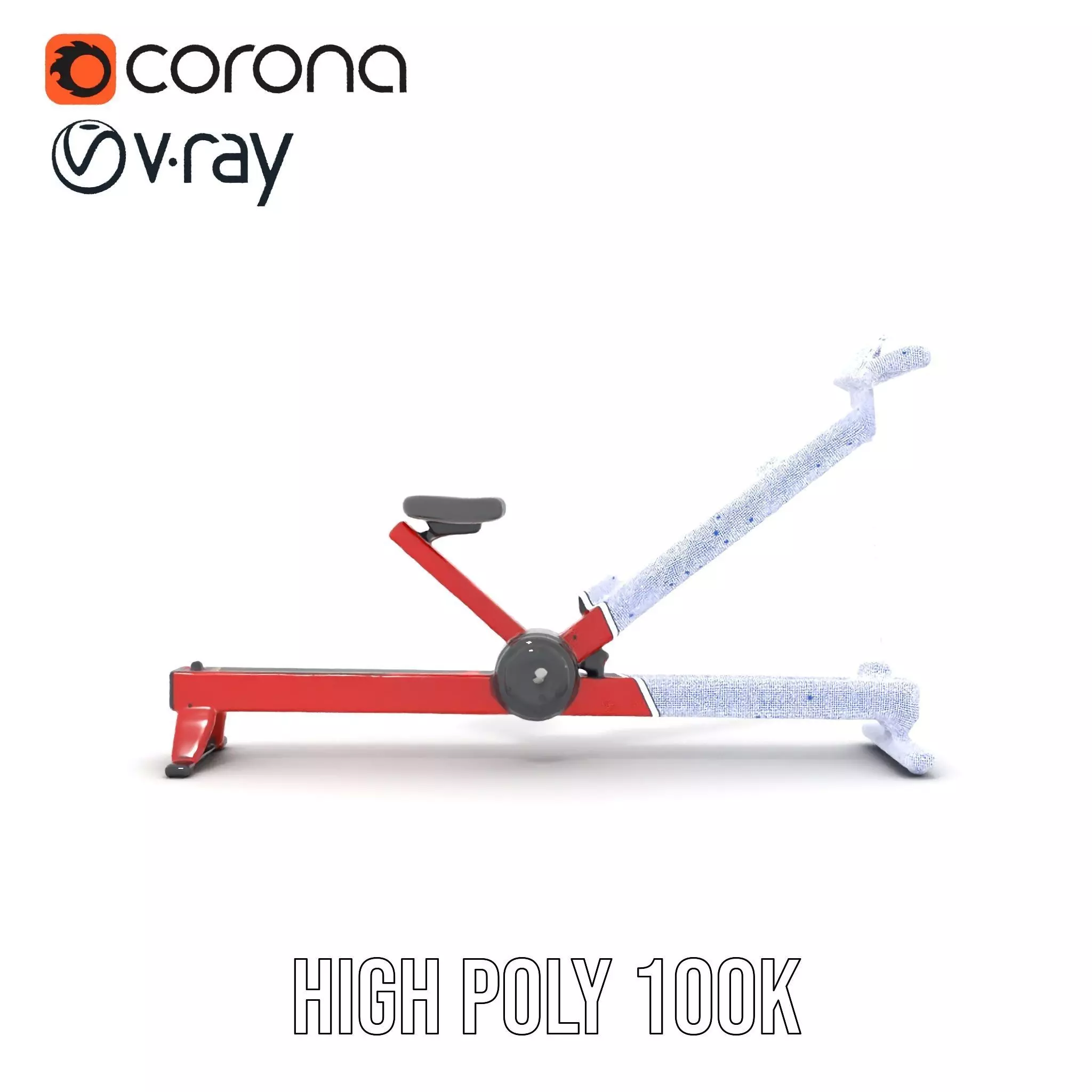 Red Rower Exercise model pack Low-poly 3D model_15