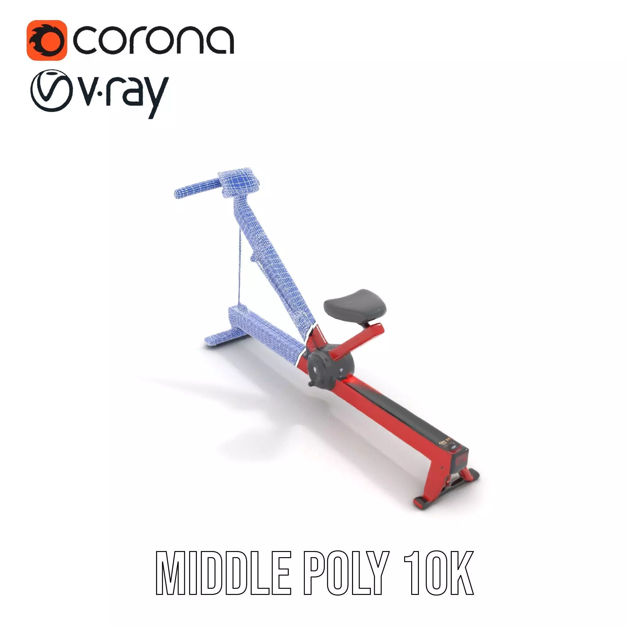 Red Rower Exercise model pack Low-poly 3D model_10