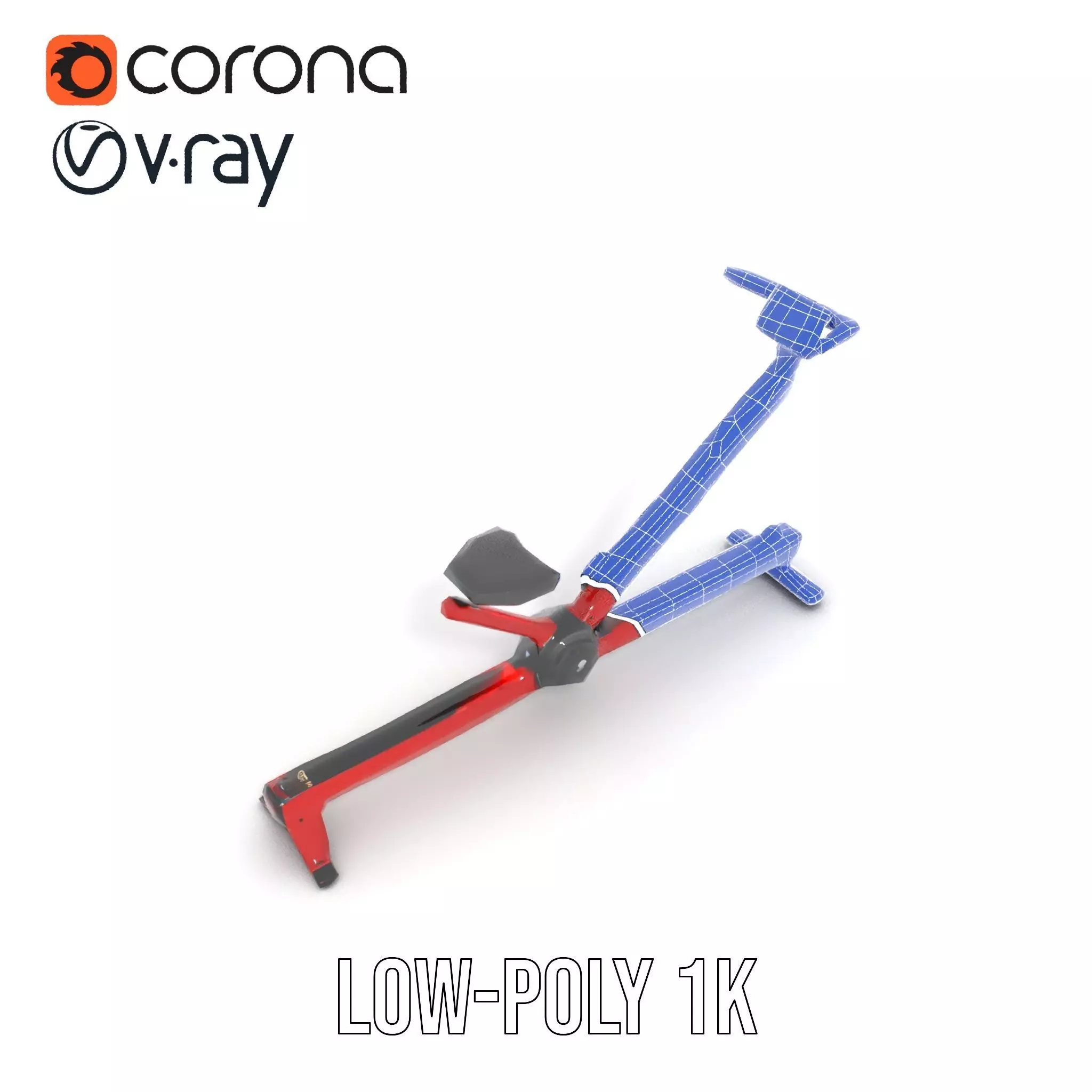 Red Rower Exercise model pack Low-poly 3D model_24