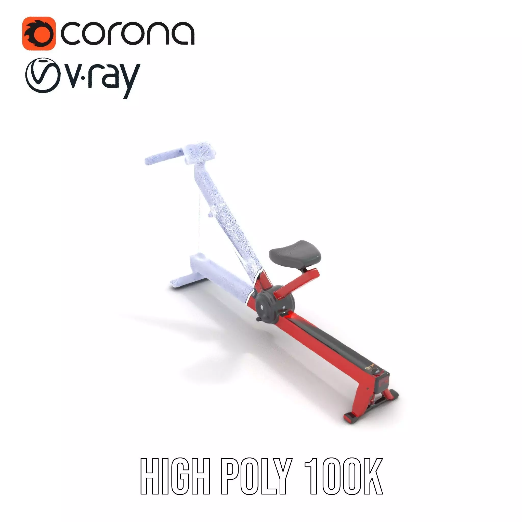 Red Rower Exercise model pack Low-poly 3D model_32