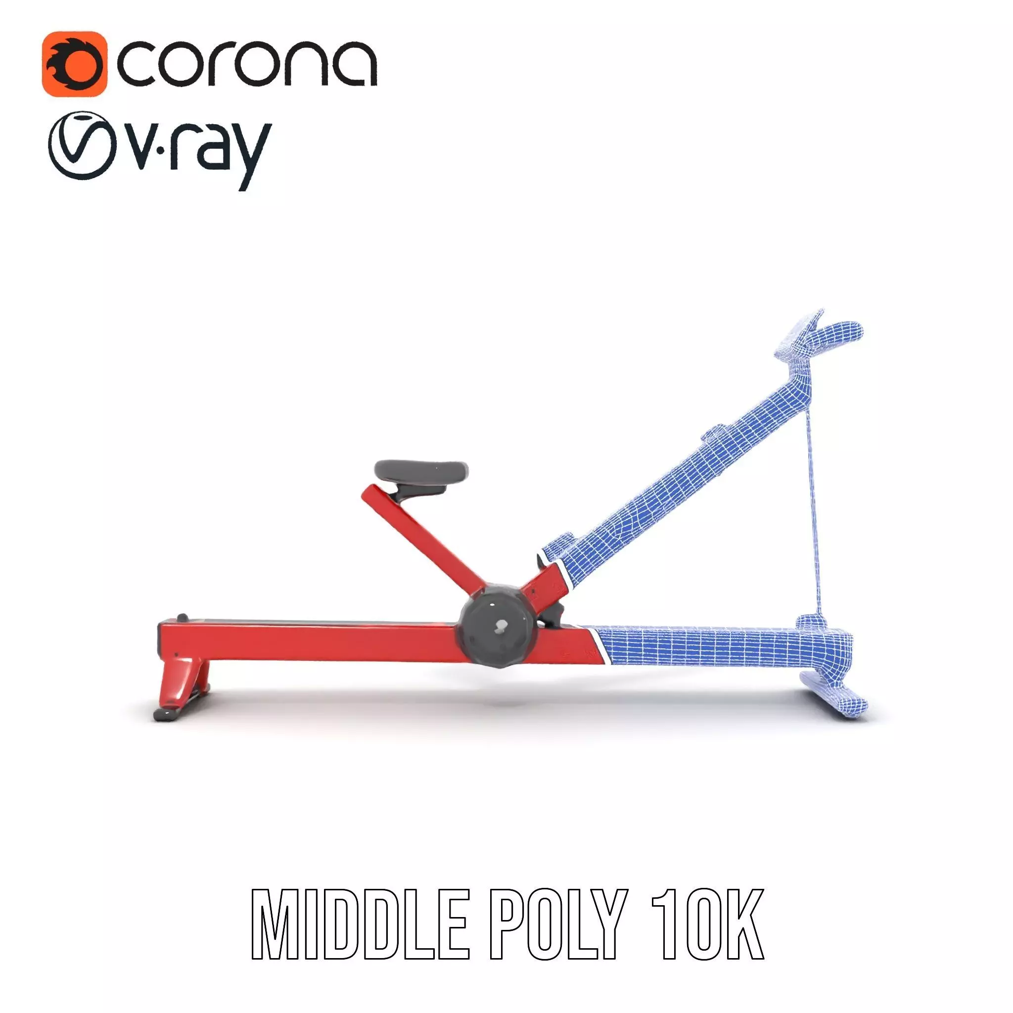 Red Rower Exercise model pack Low-poly 3D model_29