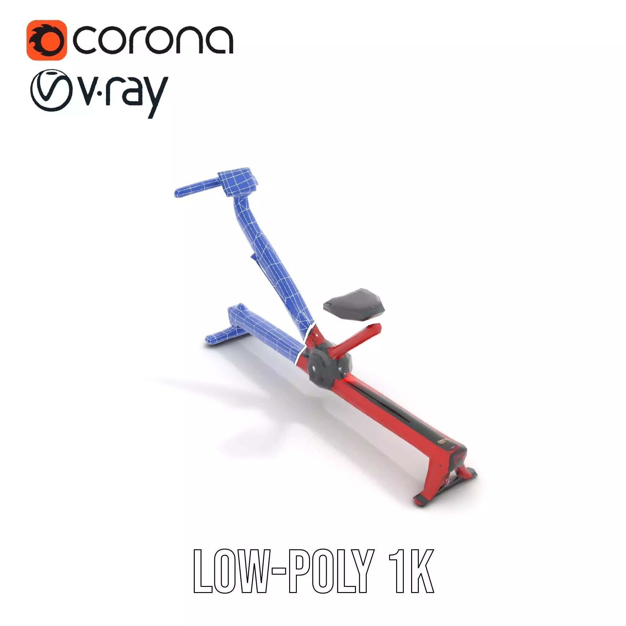 Red Rower Exercise model pack Low-poly 3D model_11